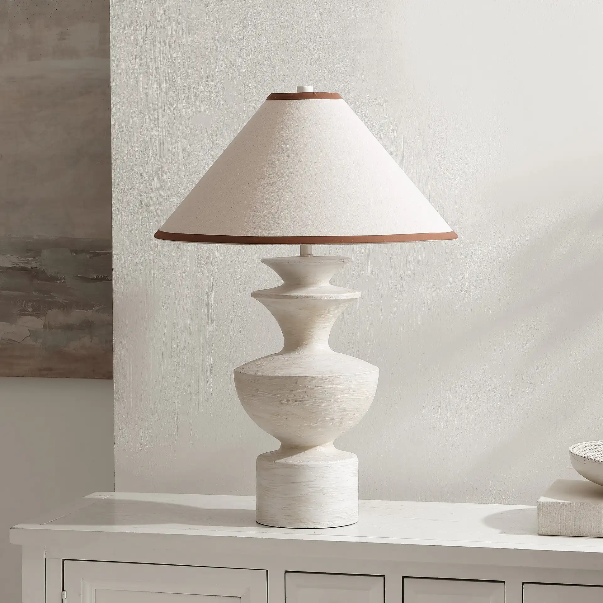 Esme Table Lamp in Antique White in a styled room