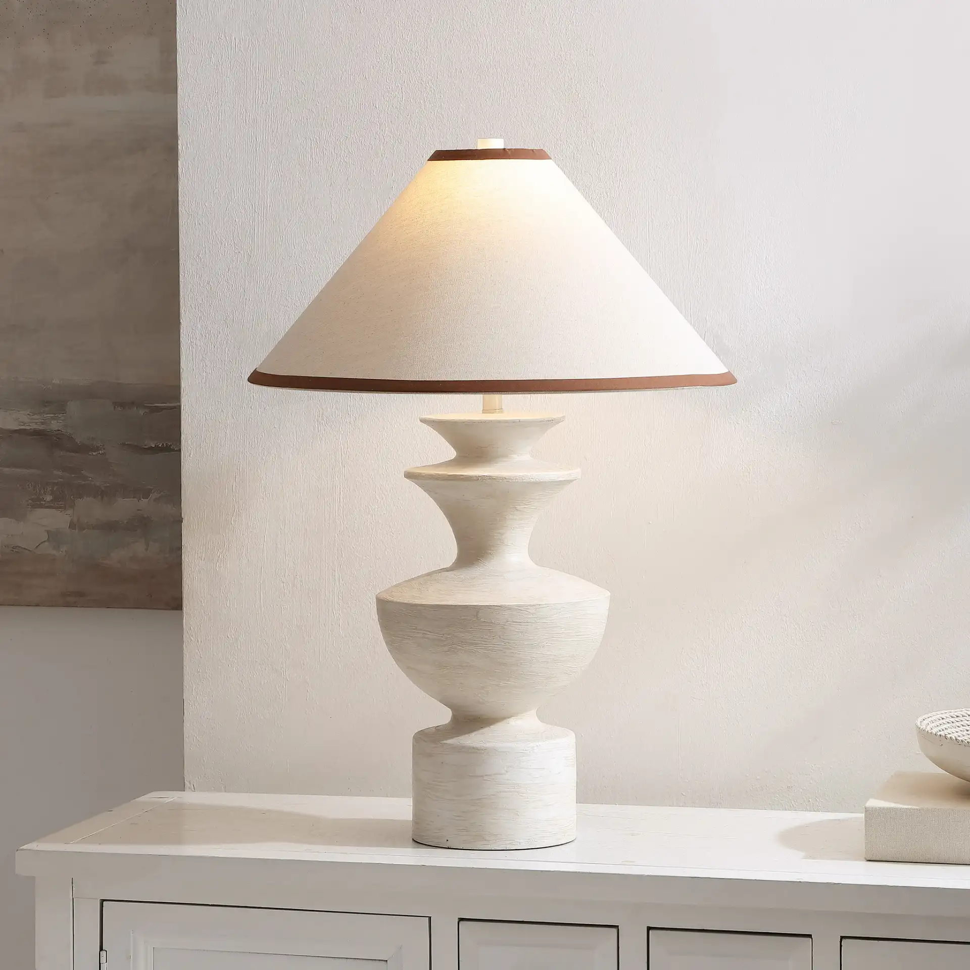 Esme Table Lamp in Antique White in a styled room
