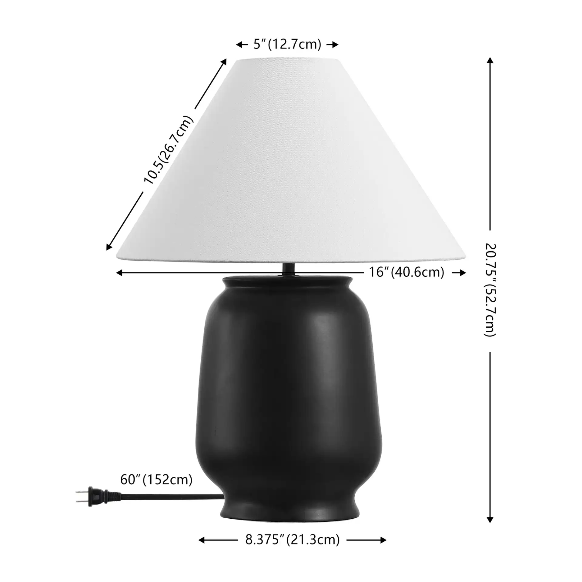Mattie Table Lamp in Black, detail view