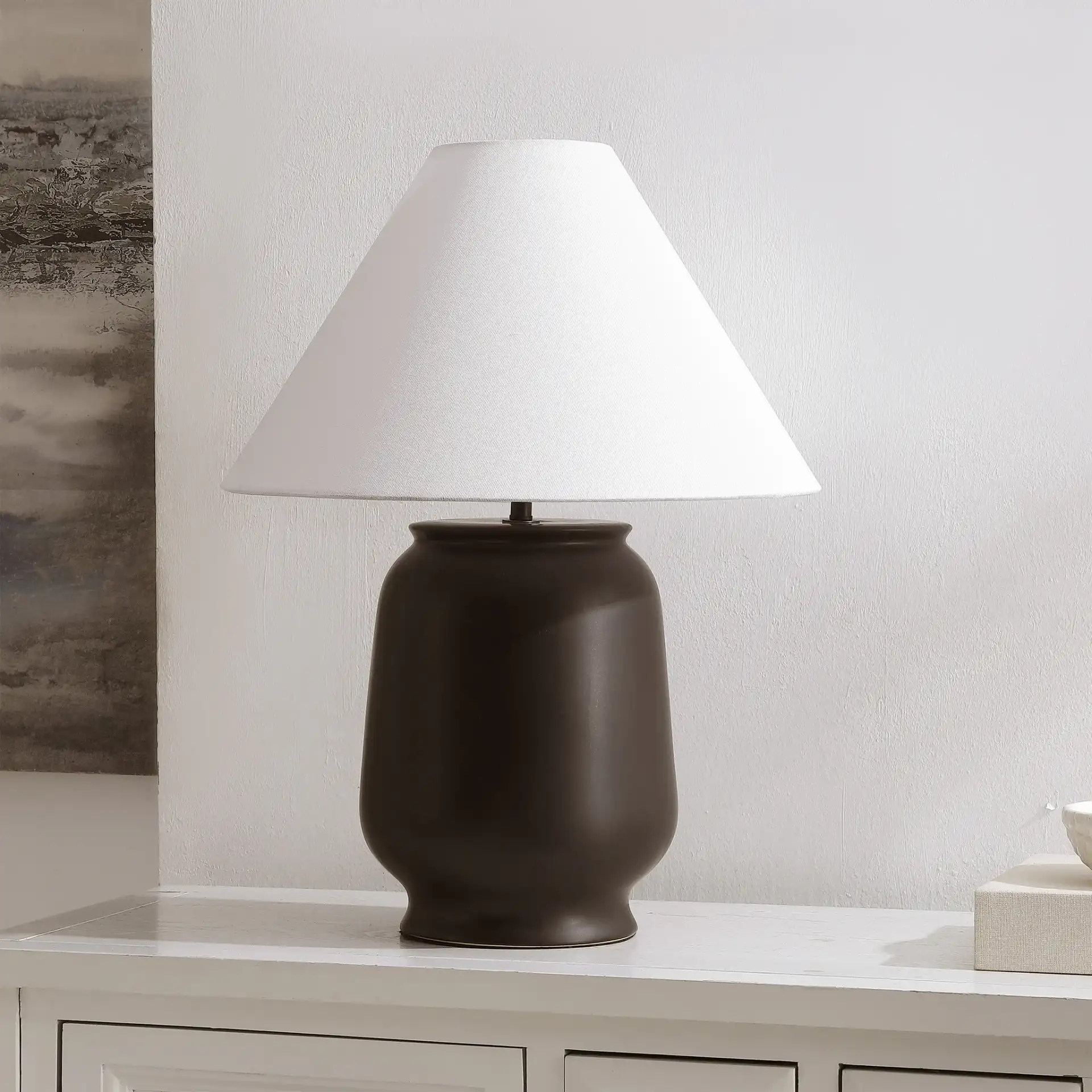 Mattie Table Lamp in Black in a styled room