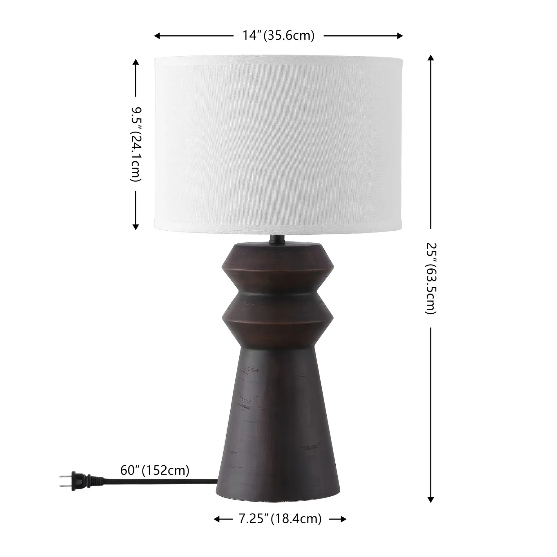 Monika Table Lamp in Antique Black, detail view