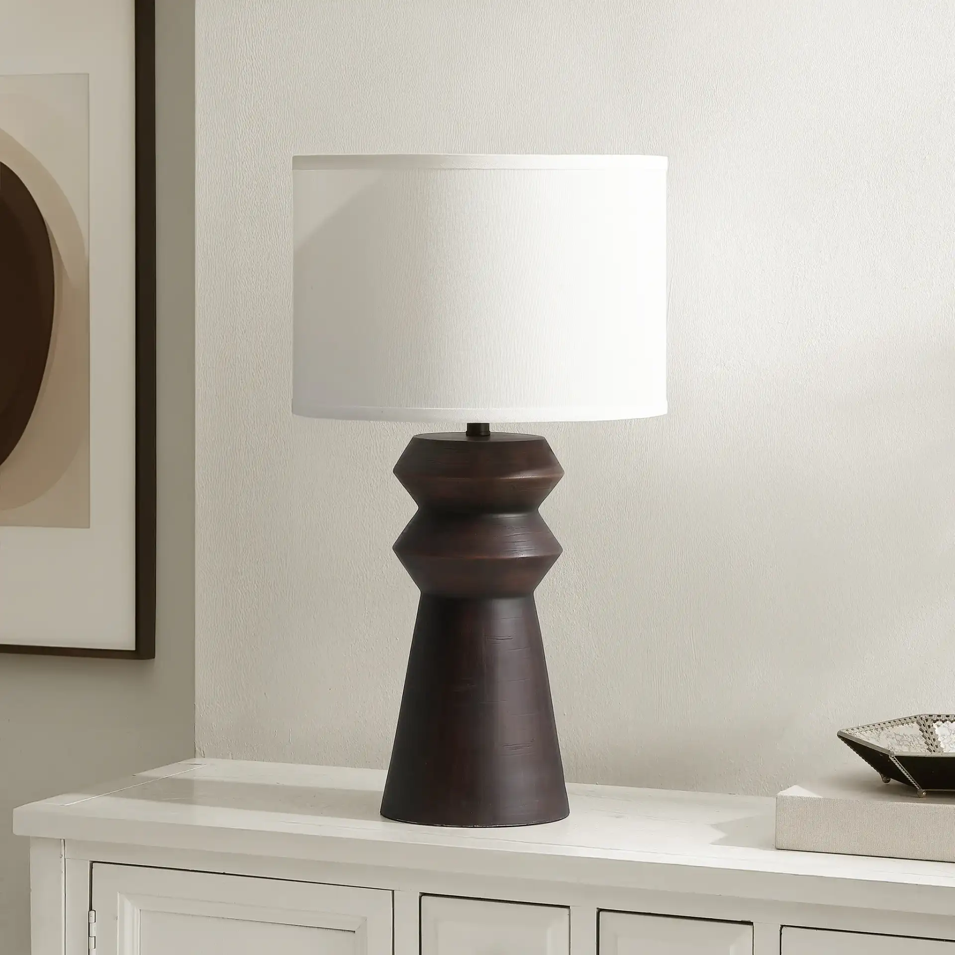 Monika Table Lamp in Antique Black in a styled room