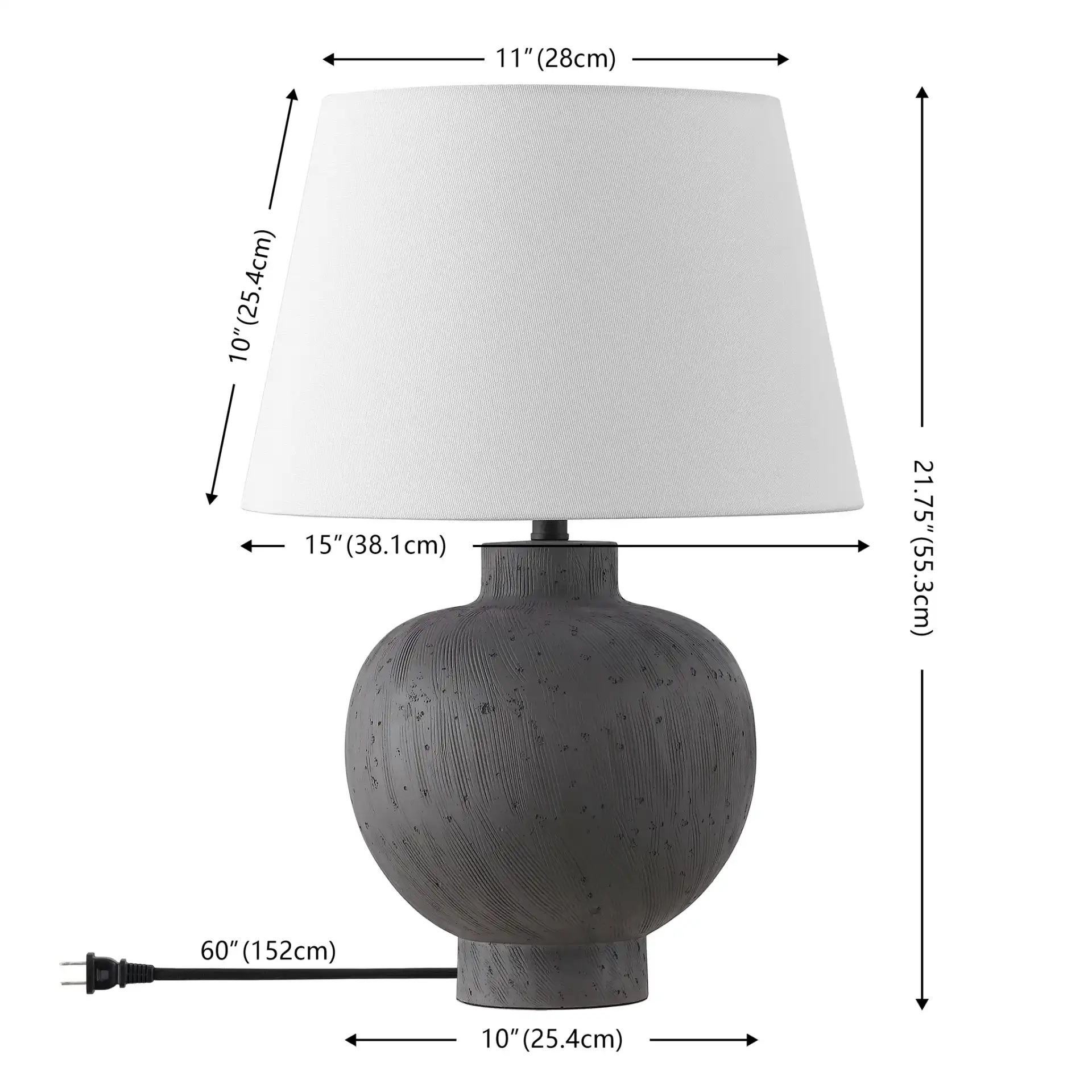 Benita Table Lamp in Gray, detail view