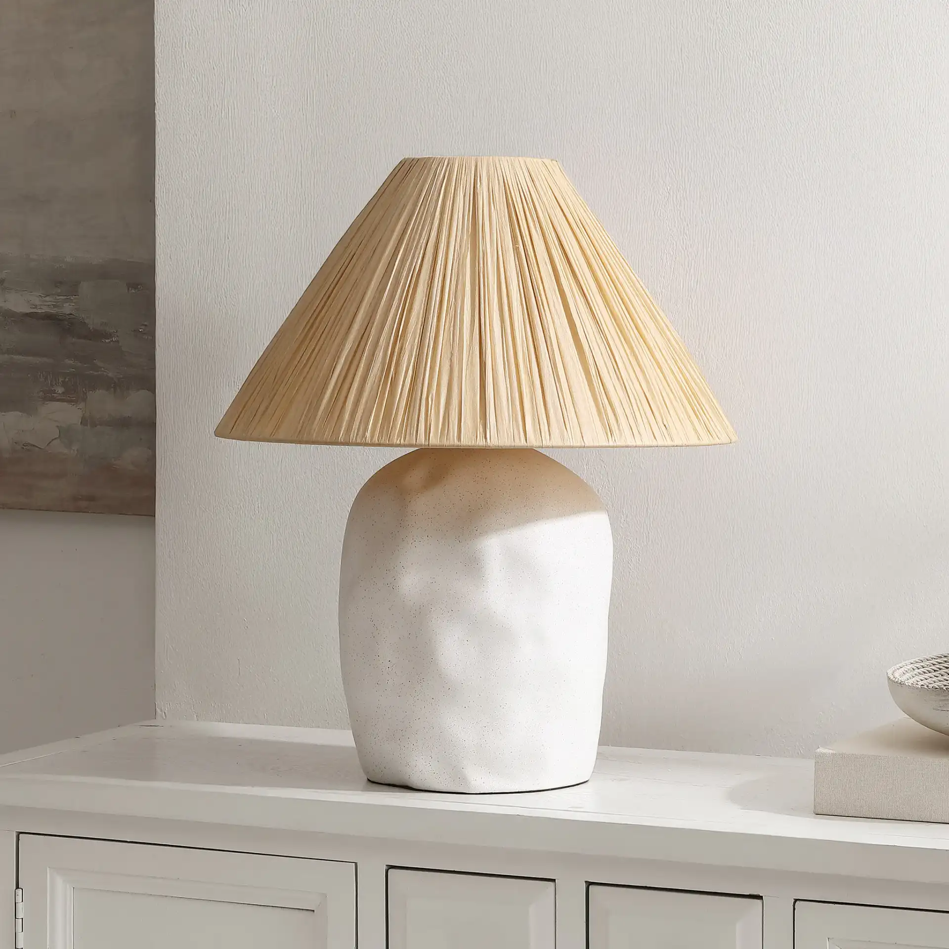 Leola Table Lamp in Cream / Natural in a styled room