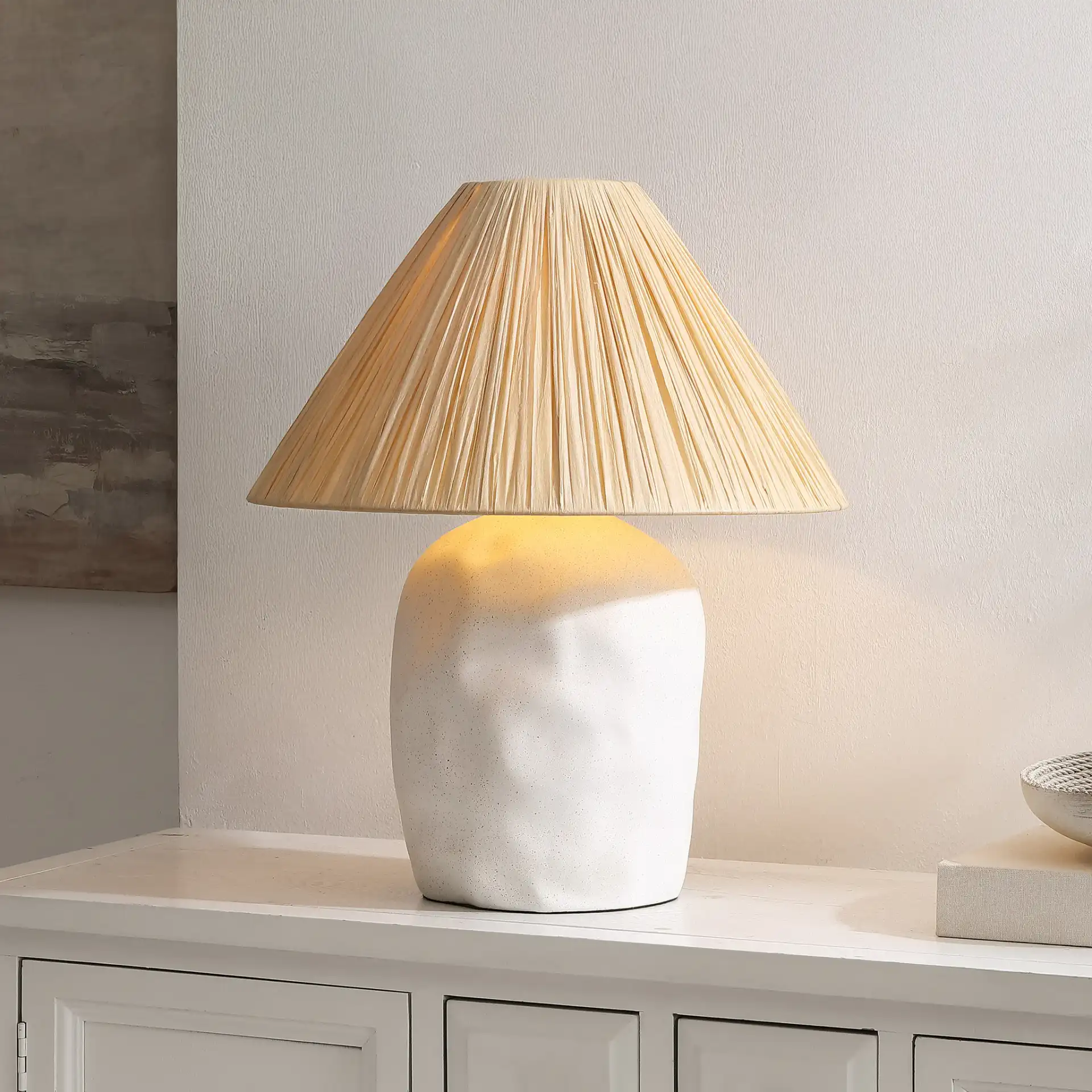 Leola Table Lamp in Cream / Natural in a styled room