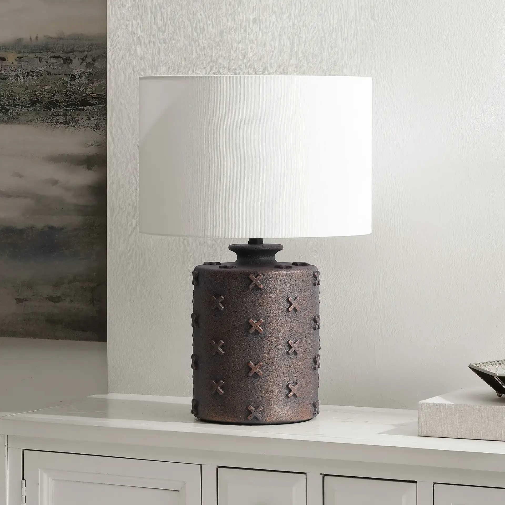 Ranae Table Lamp in Antique Brown in a styled room