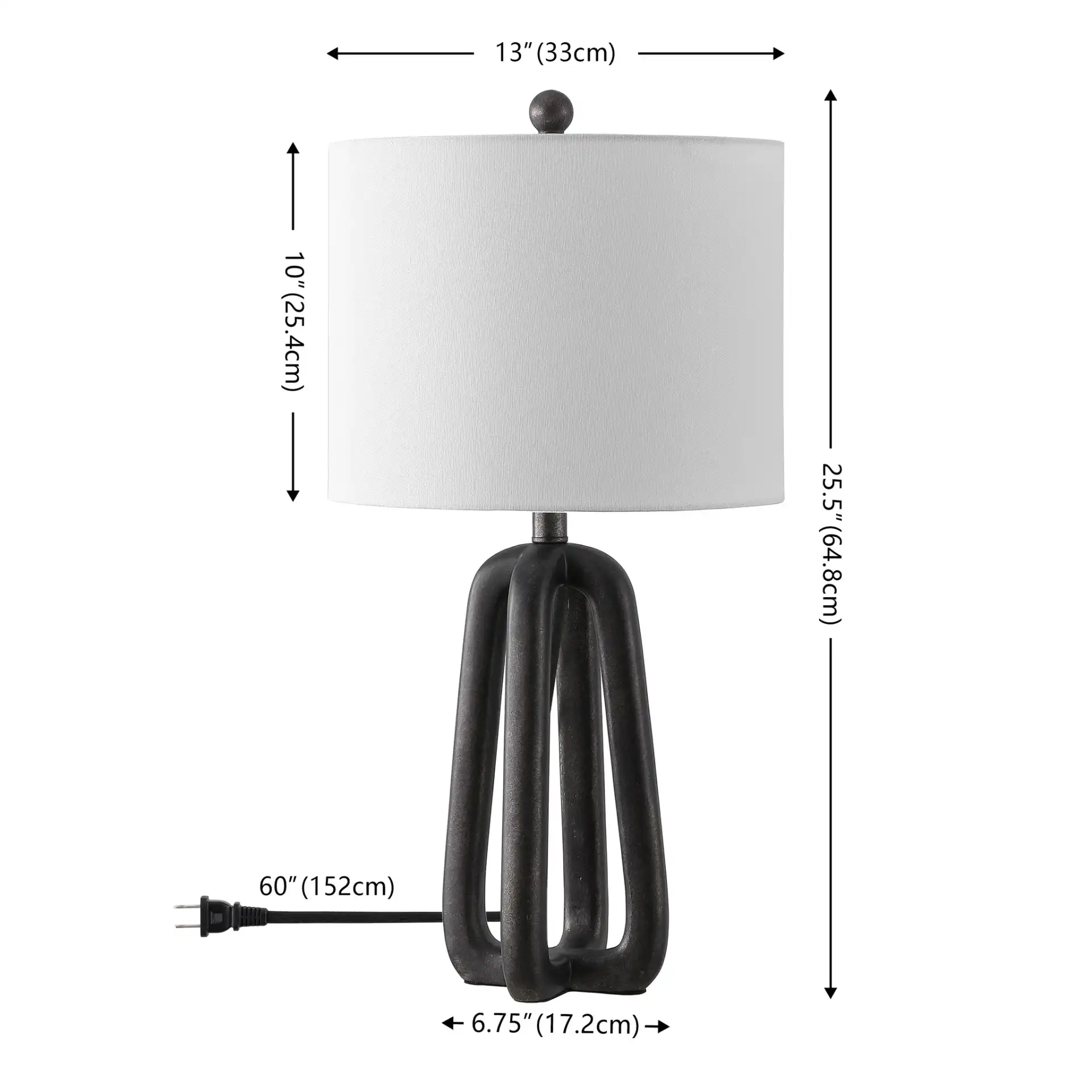Anine Table Lamp in Black, detail view