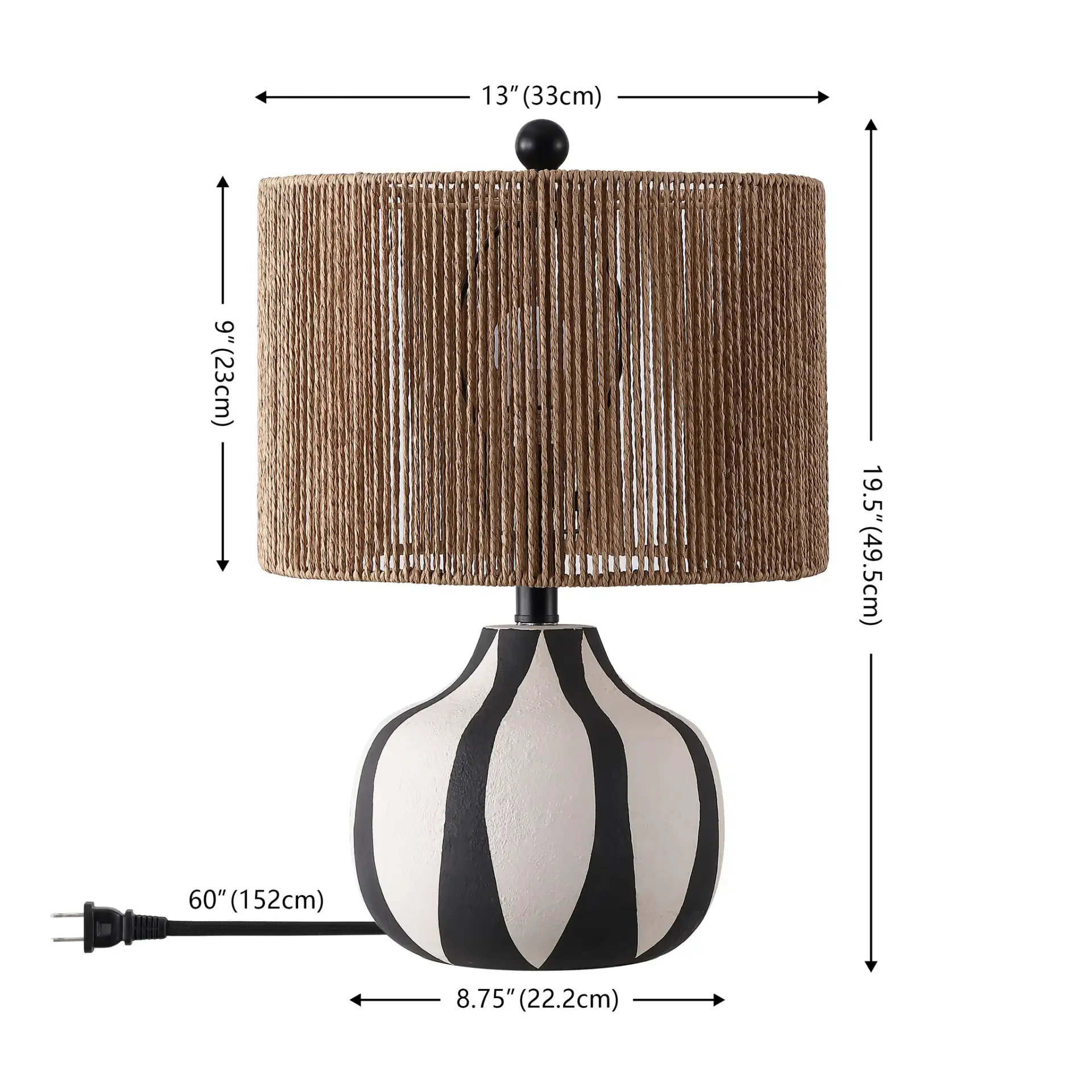 Devi Table Lamp in Cream / Black, detail view