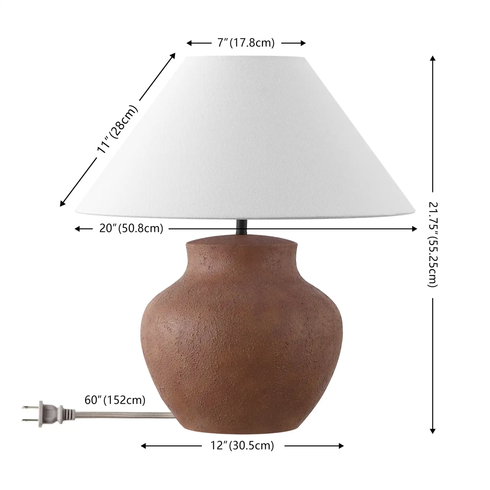 Clay Table Lamp in Brown, detail view