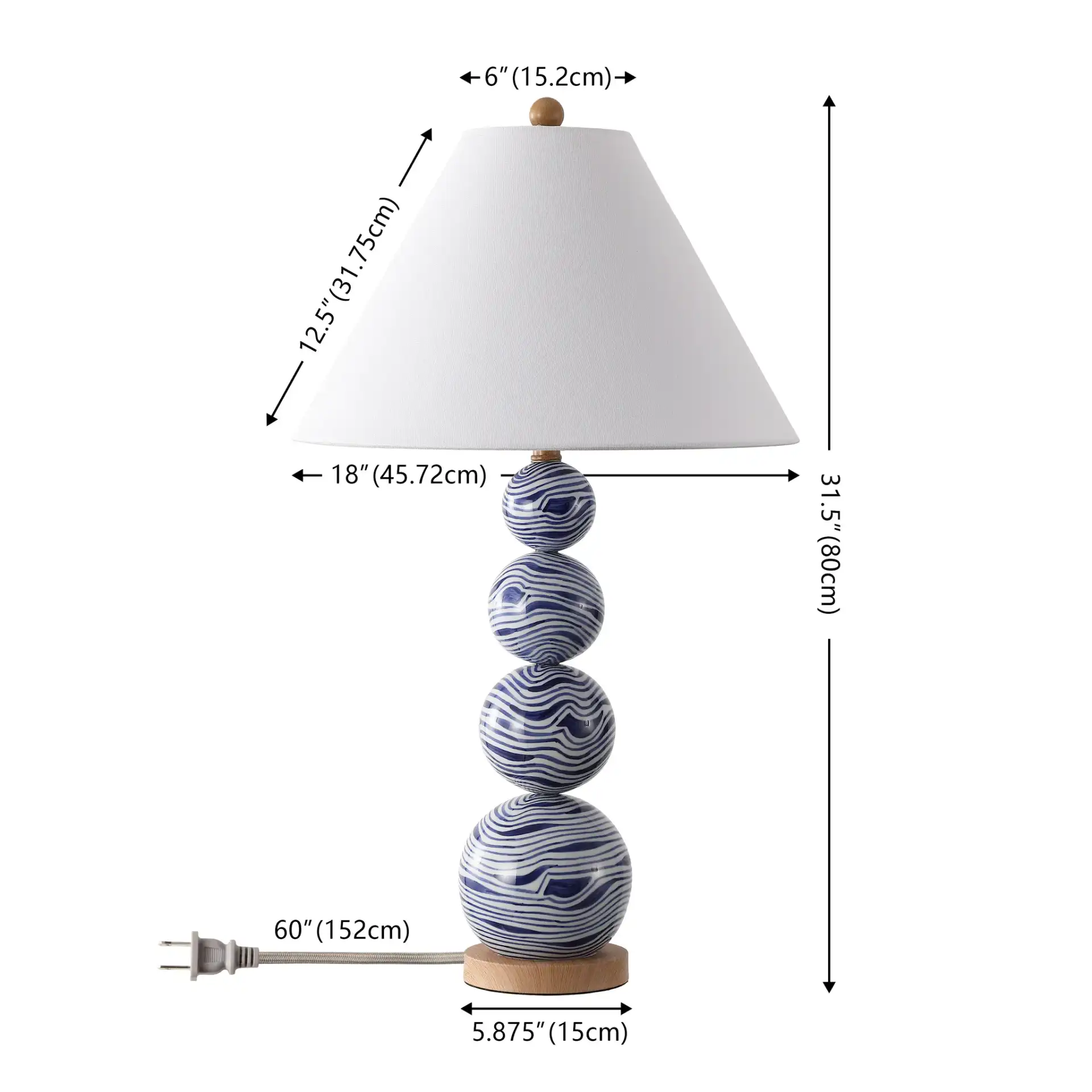Juniper Table Lamp in White / Blue, detail view