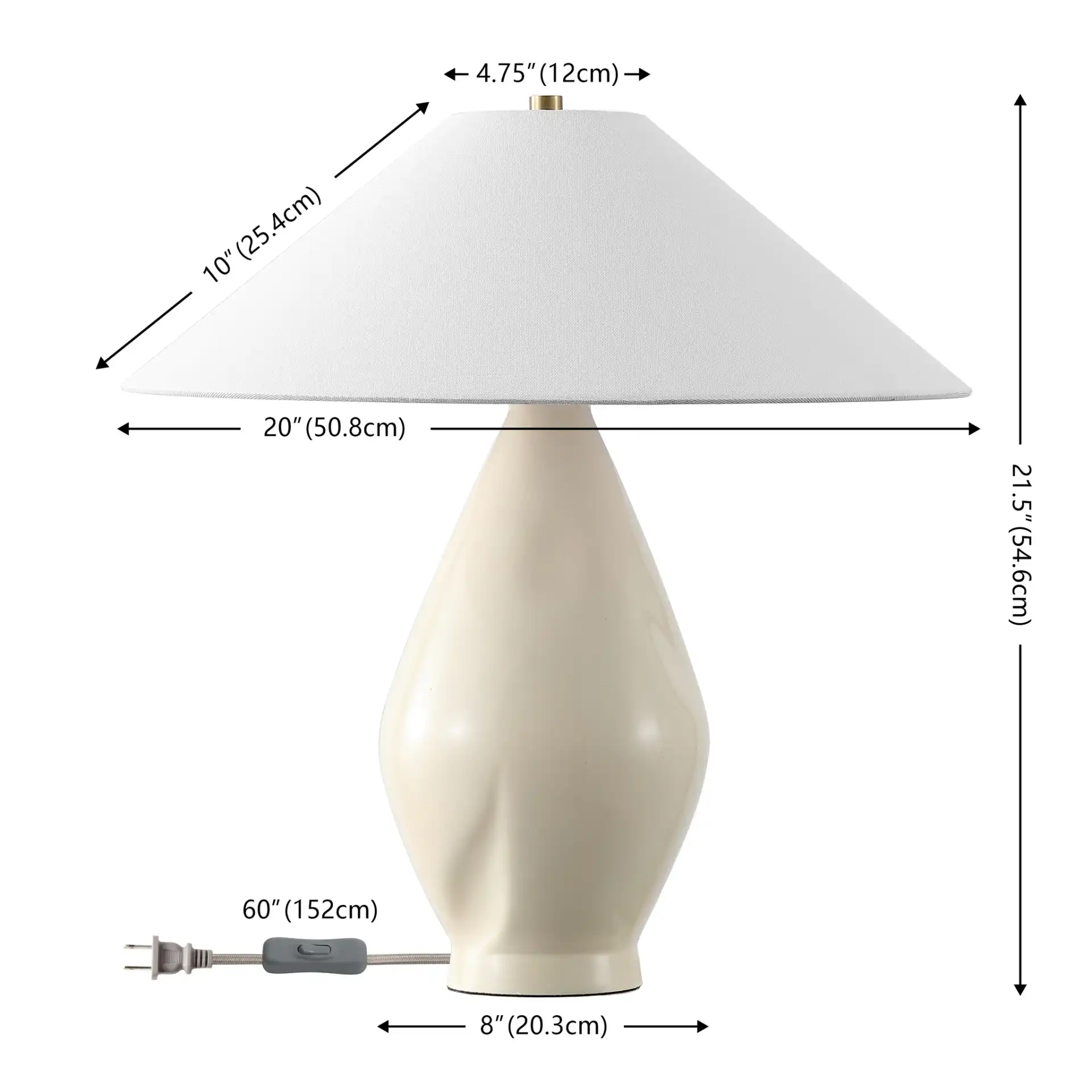 Jianna Table Lamp in Beige, detail view
