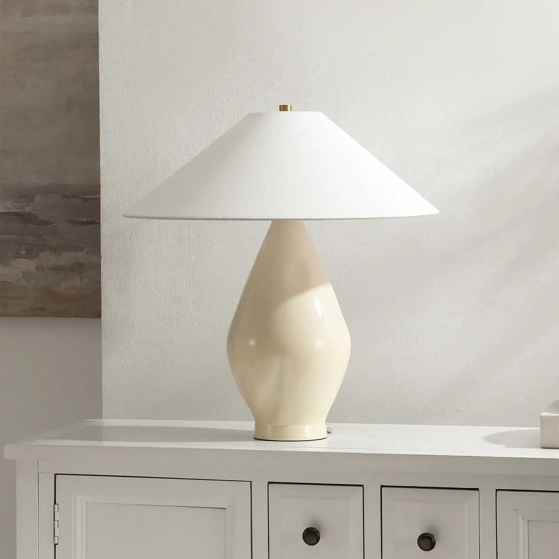 Jianna Table Lamp in Beige in a styled room
