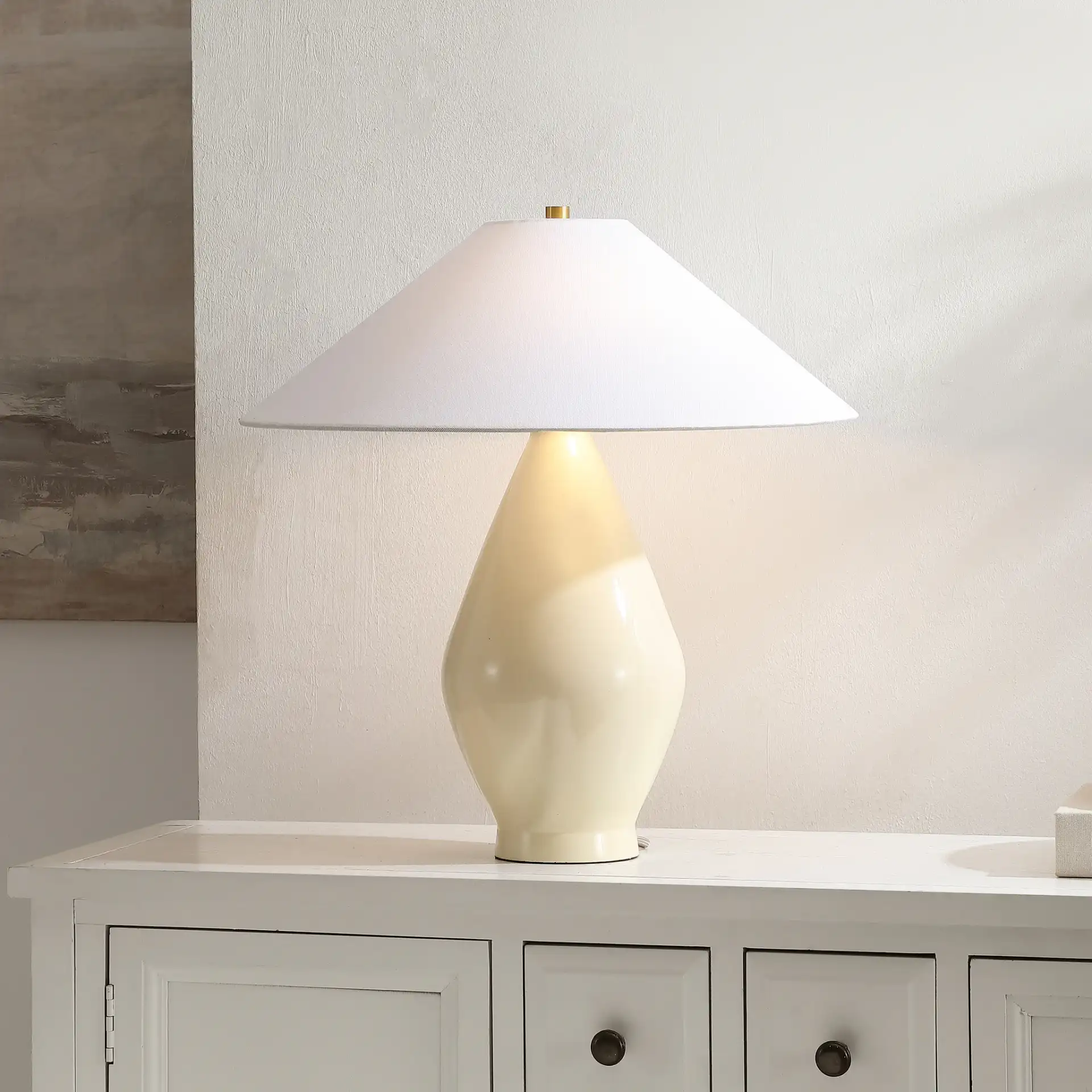 Jianna Table Lamp in Beige in a styled room