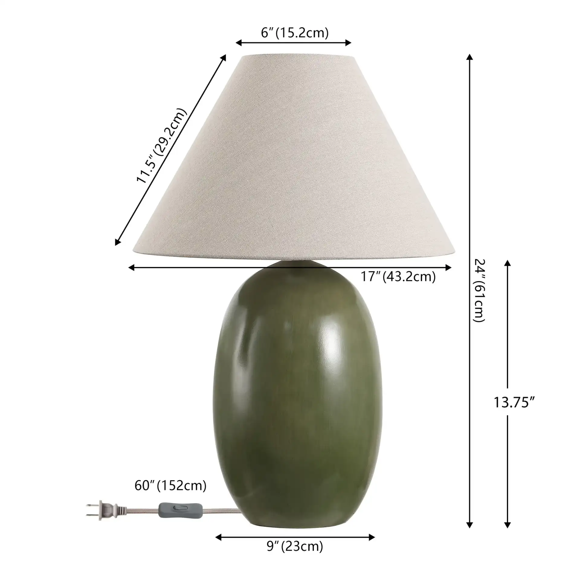 Josi Table Lamp in Green, detail view