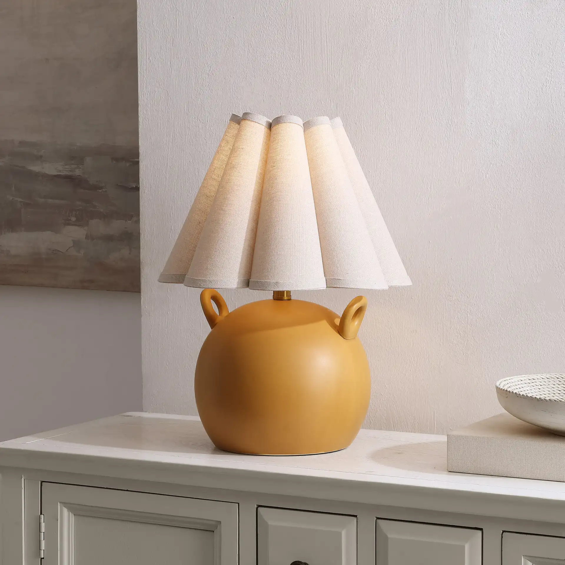 Demi Table Lamp in Brown in a styled room