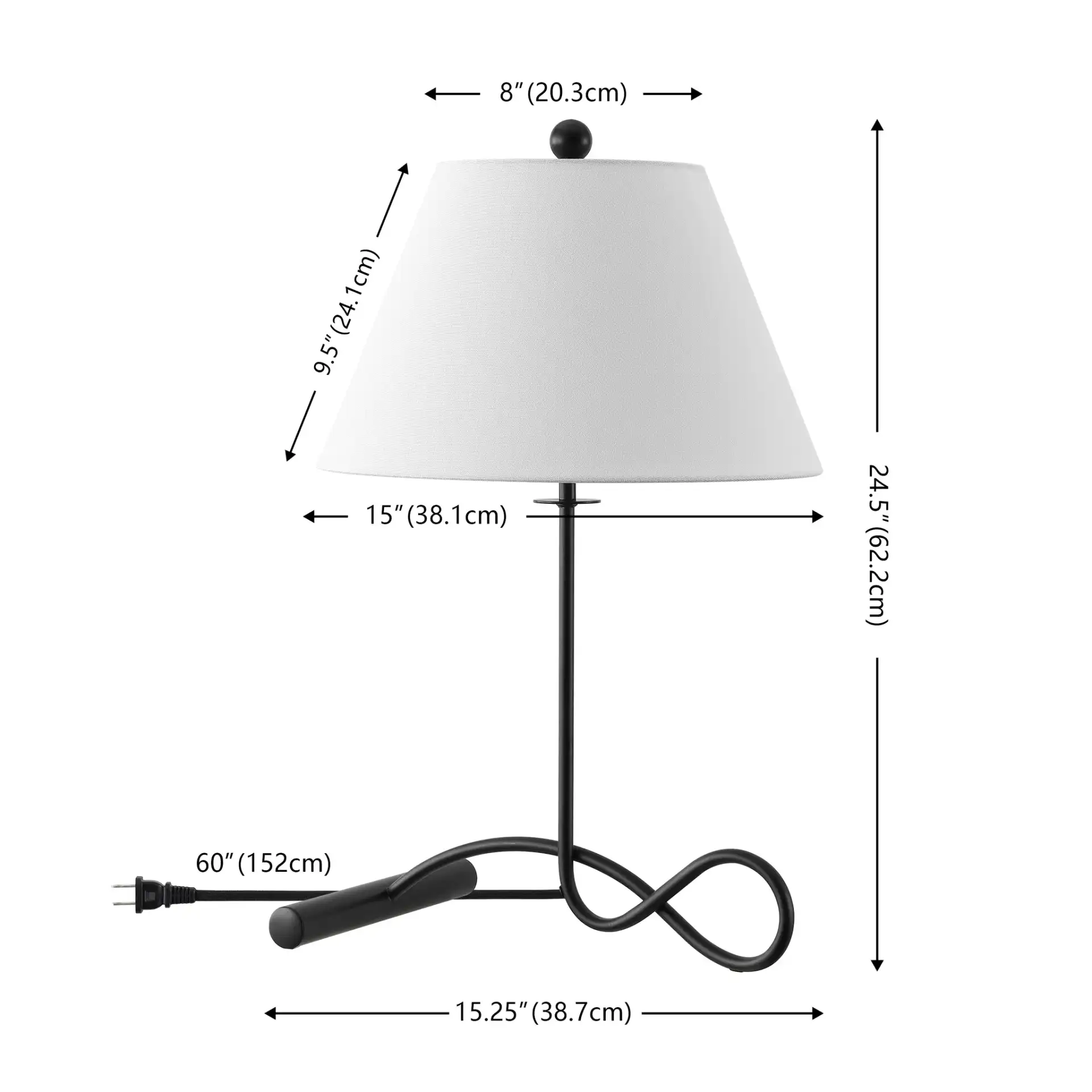 Sami Table Lamp in Black, detail view