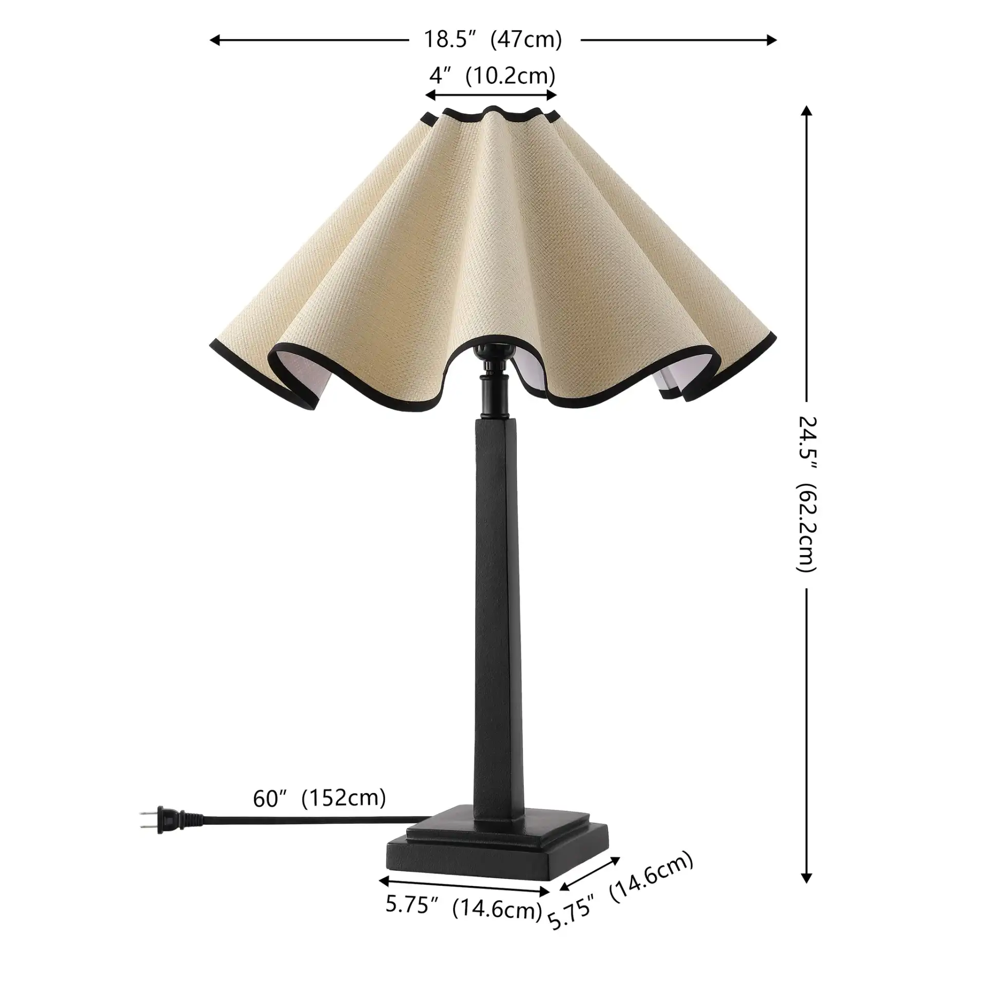 Monika Table Lamp in Black / Natural, detail view