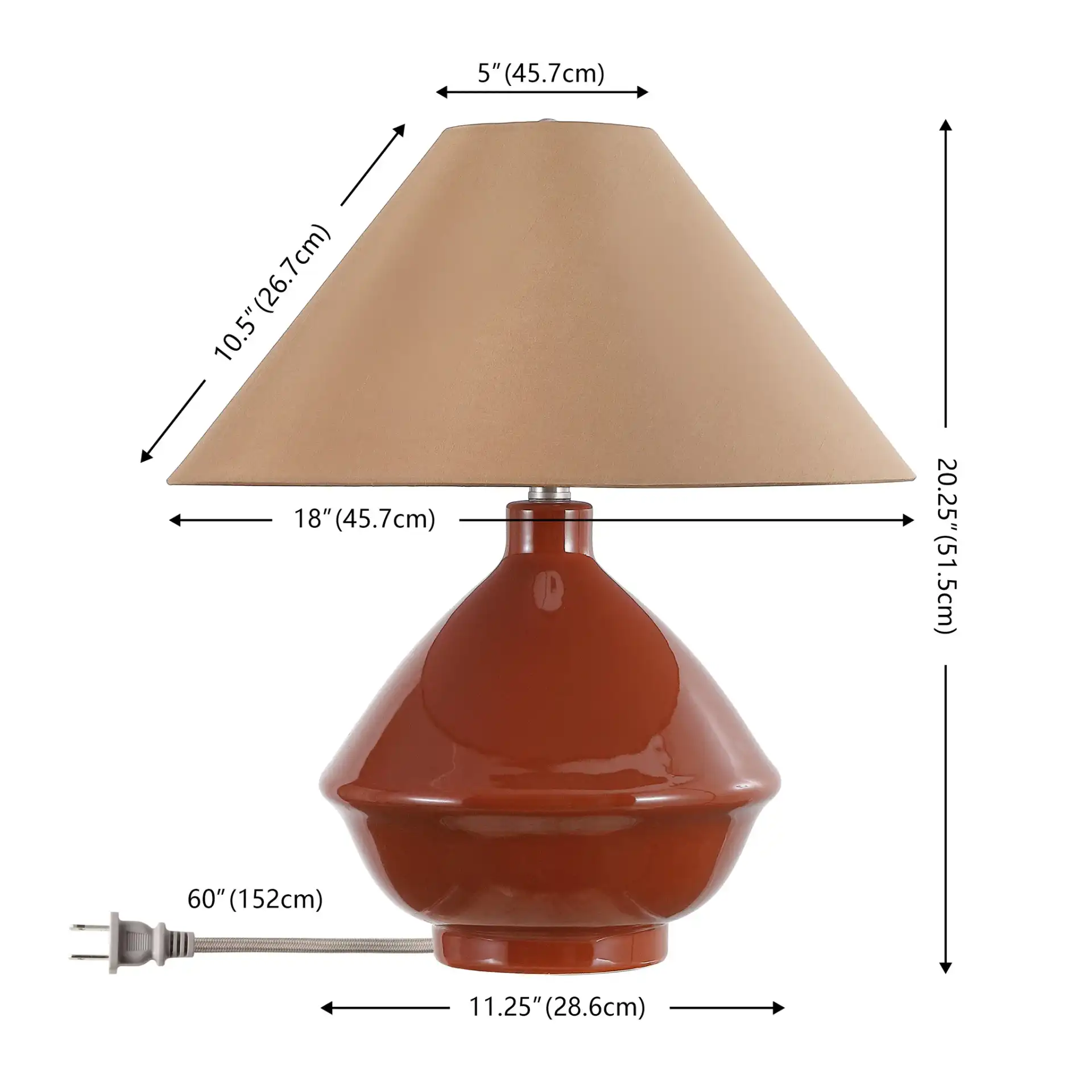 Maisie Table Lamp in Brown, detail view