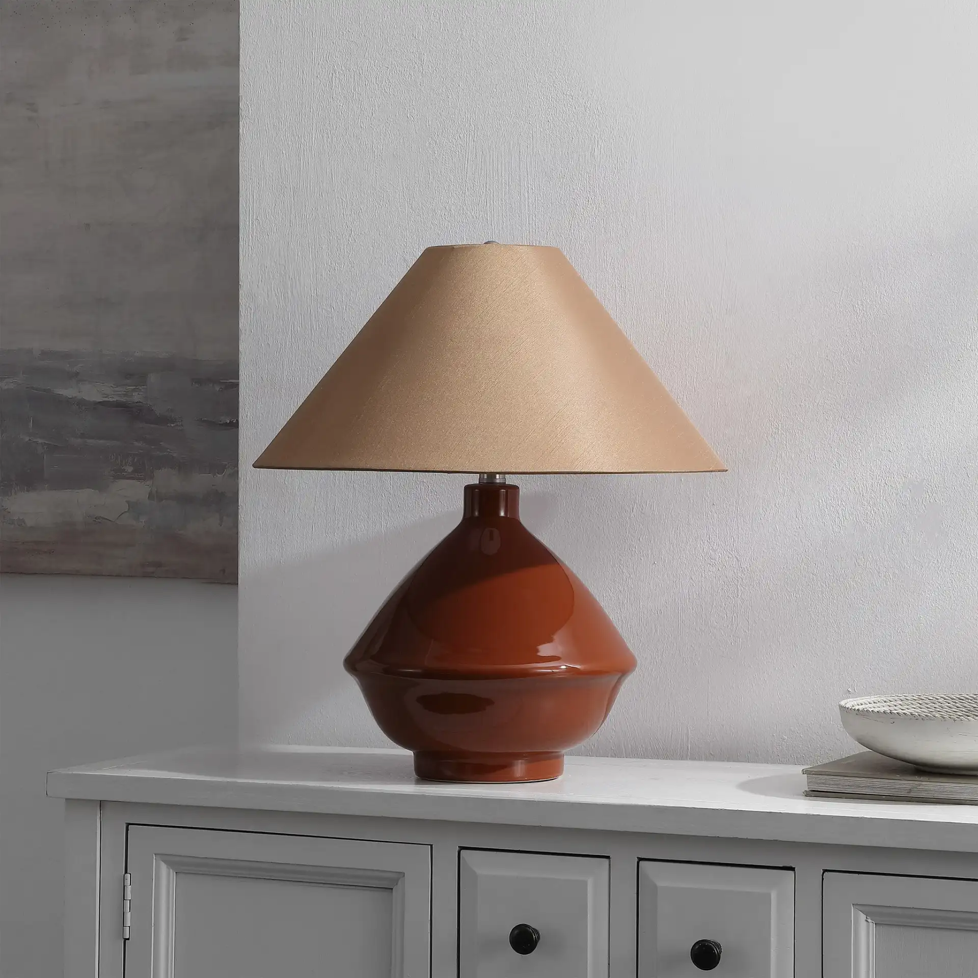 Maisie Table Lamp in Brown in a styled room