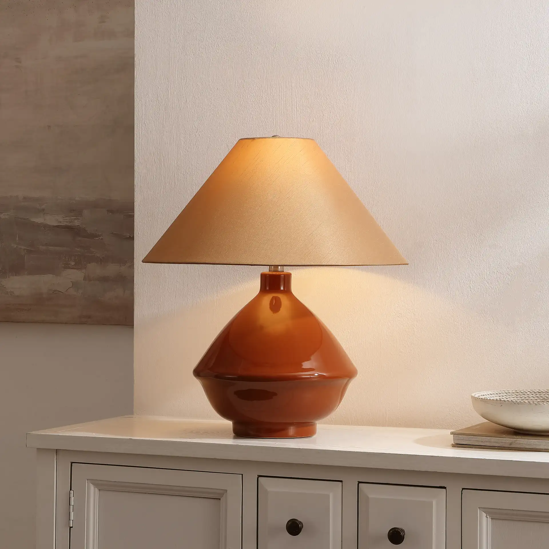Maisie Table Lamp in Brown in a styled room