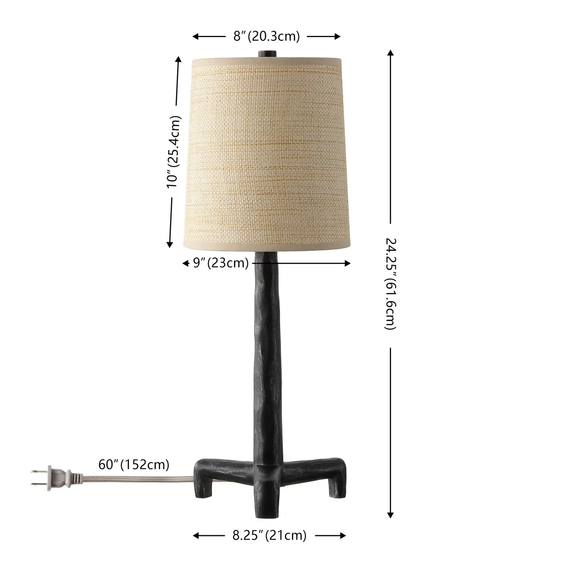 Soline Table Lamp in Black / Natural, detail view