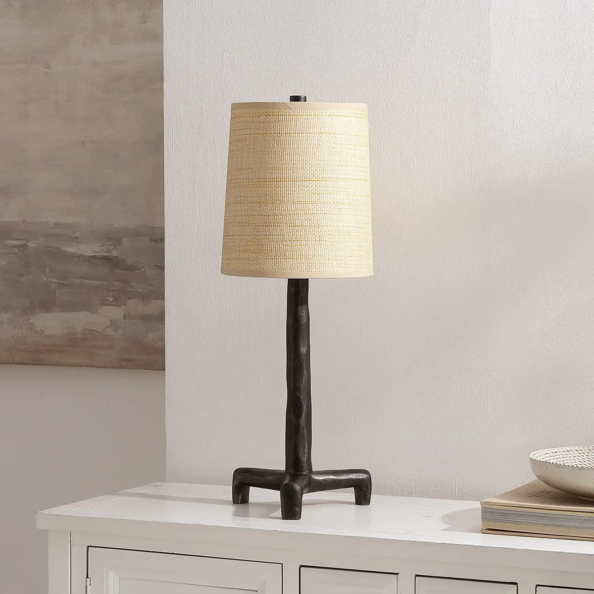 Soline Table Lamp in Black / Natural in a styled room