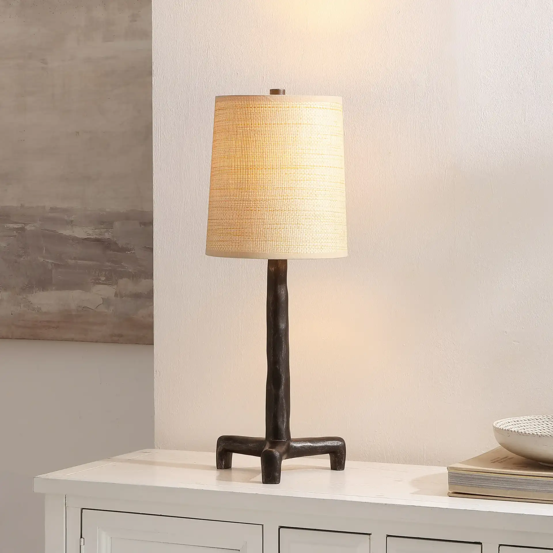 Soline Table Lamp in Black / Natural in a styled room