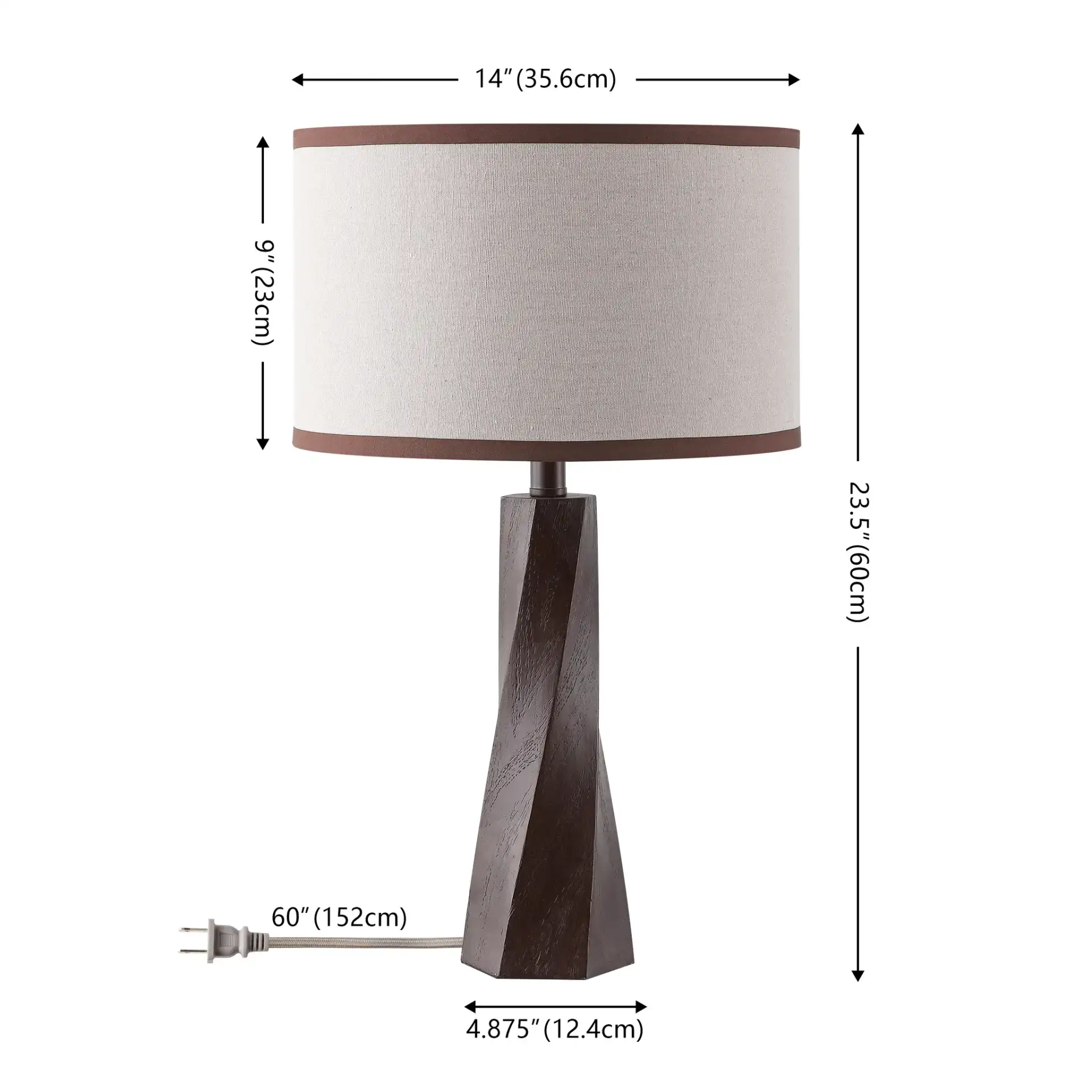 Enza Table Lamp in Walnut, detail view