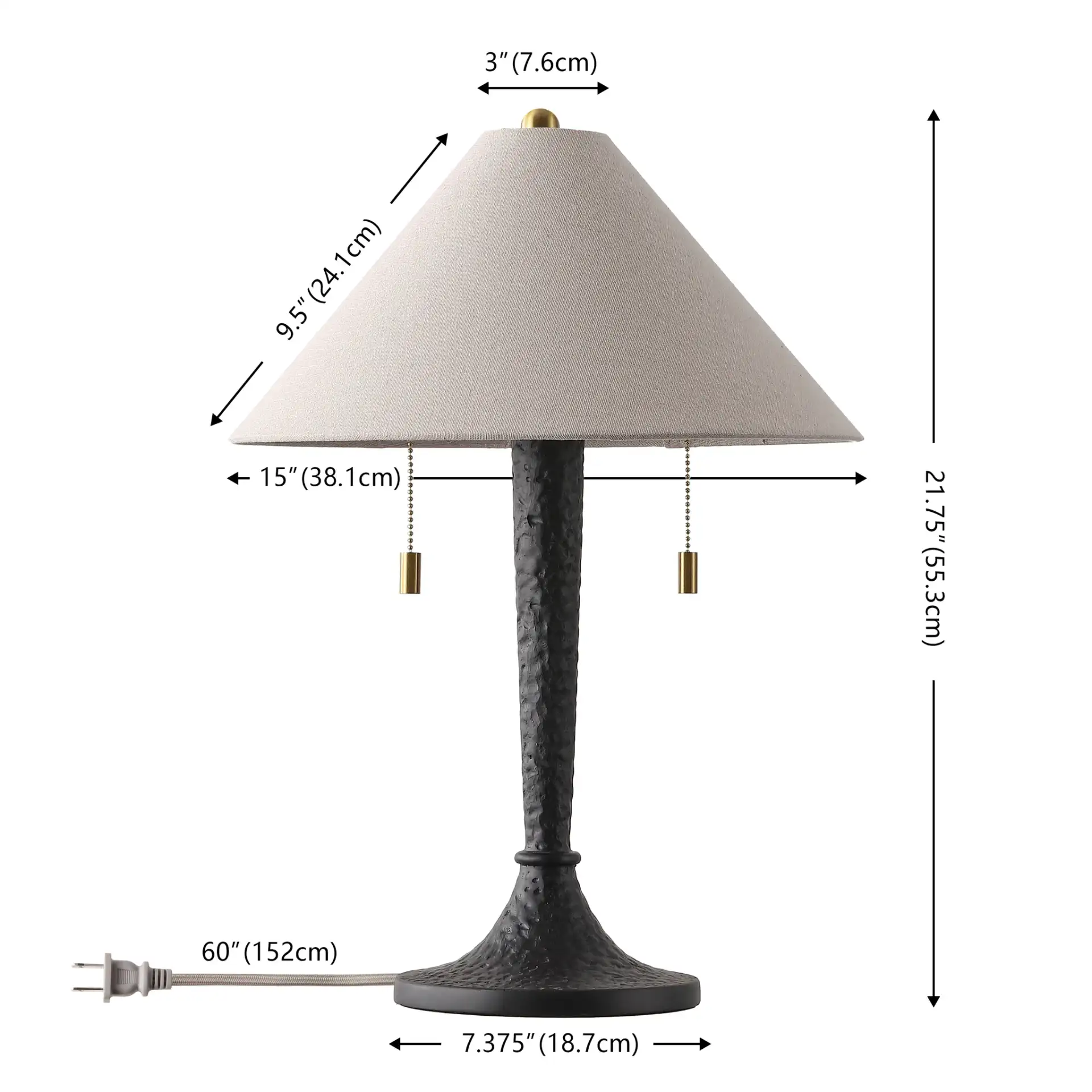 Noelie Table Lamp in Black, detail view
