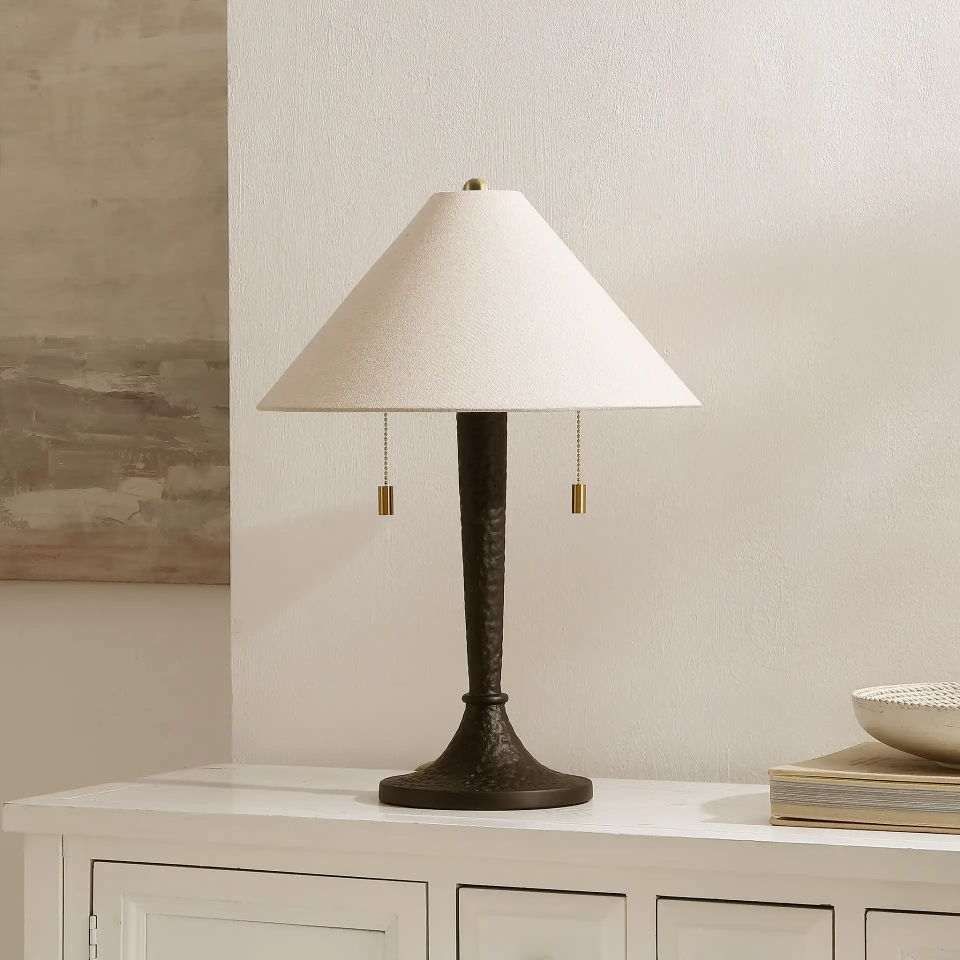 Noelie Table Lamp in Black in a styled room
