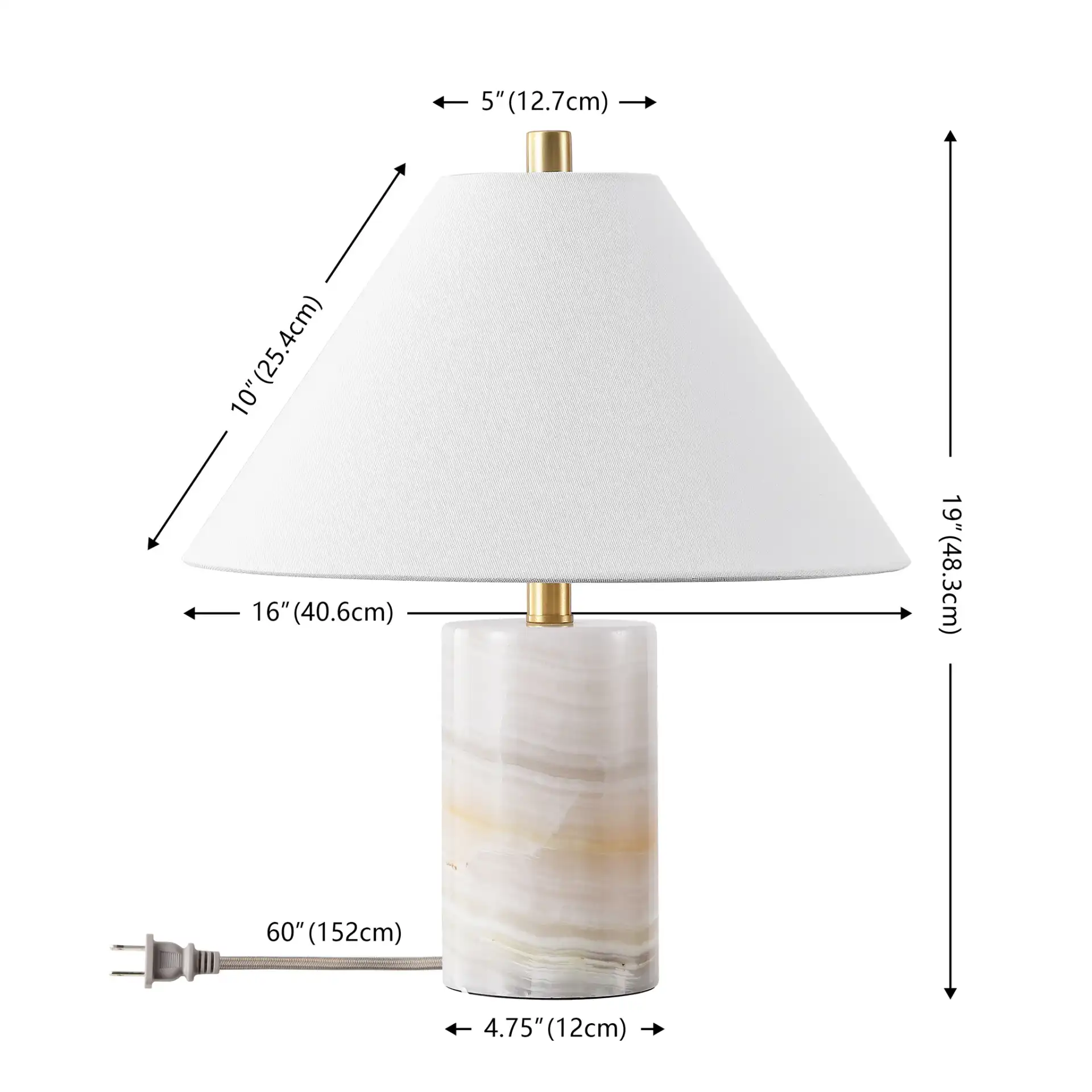 Naelle Table Lamp in White / Gold, detail view