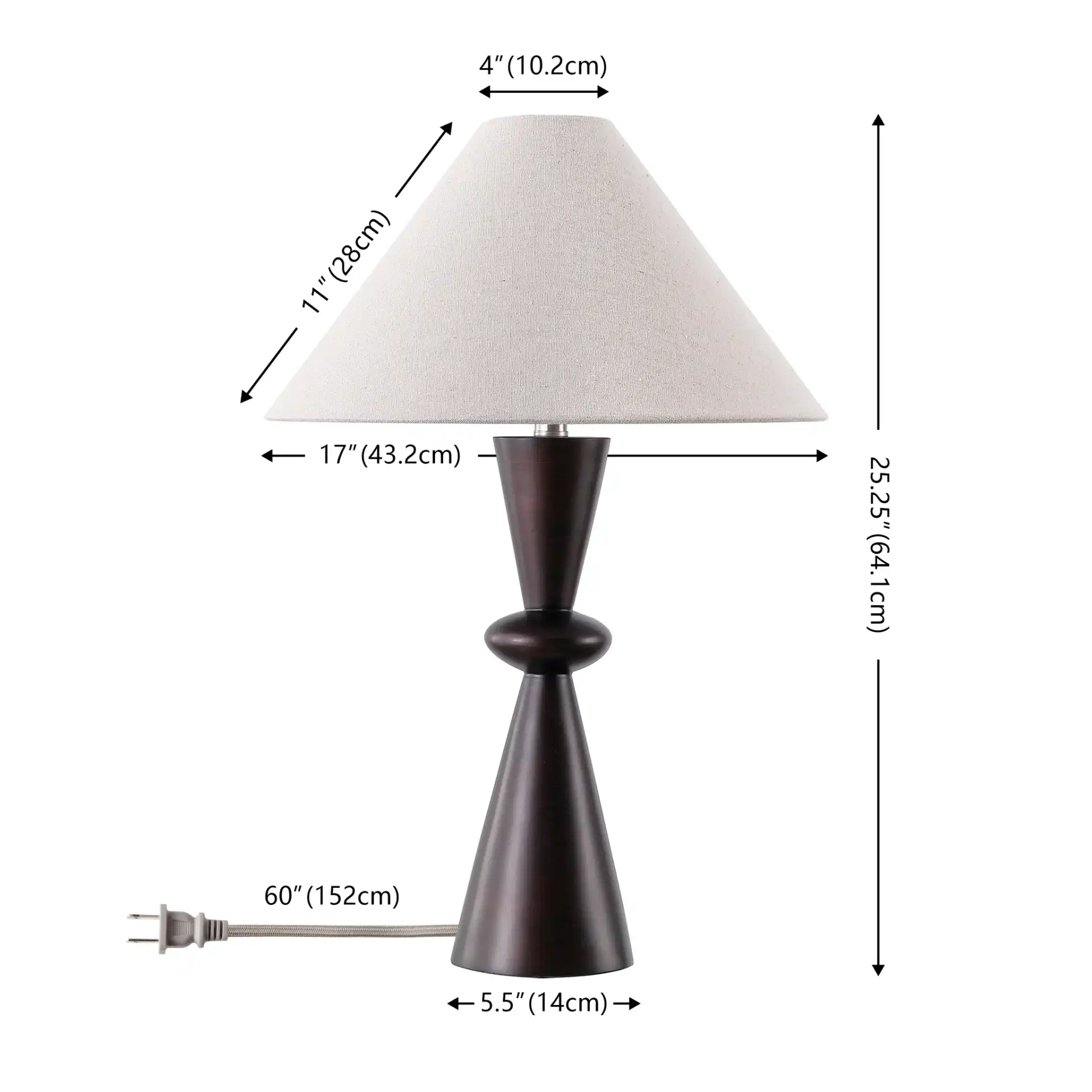 Hailey Table Lamp in Dark Brown, detail view