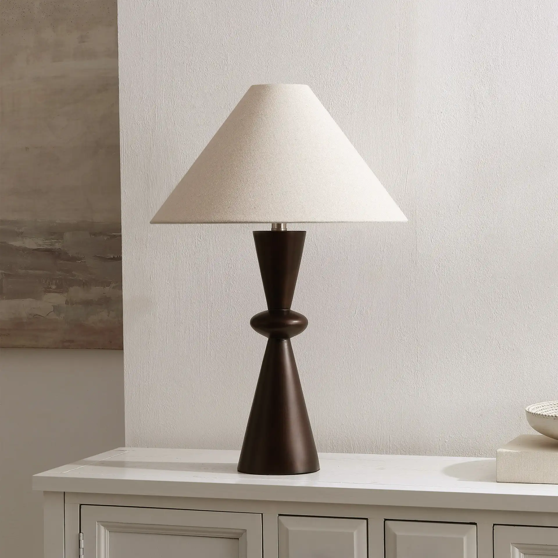 Hailey Table Lamp in Dark Brown in a styled room
