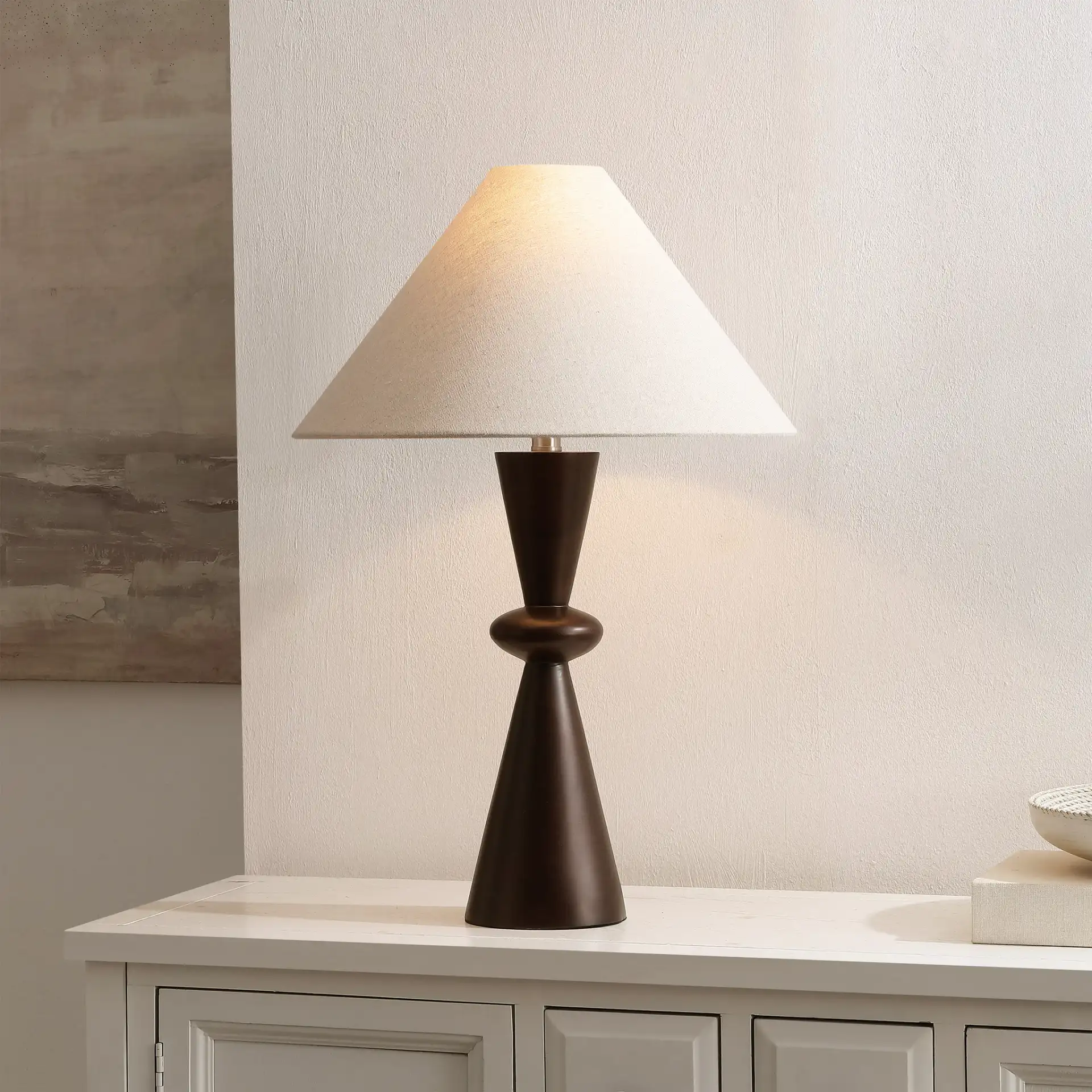 Hailey Table Lamp in Dark Brown in a styled room