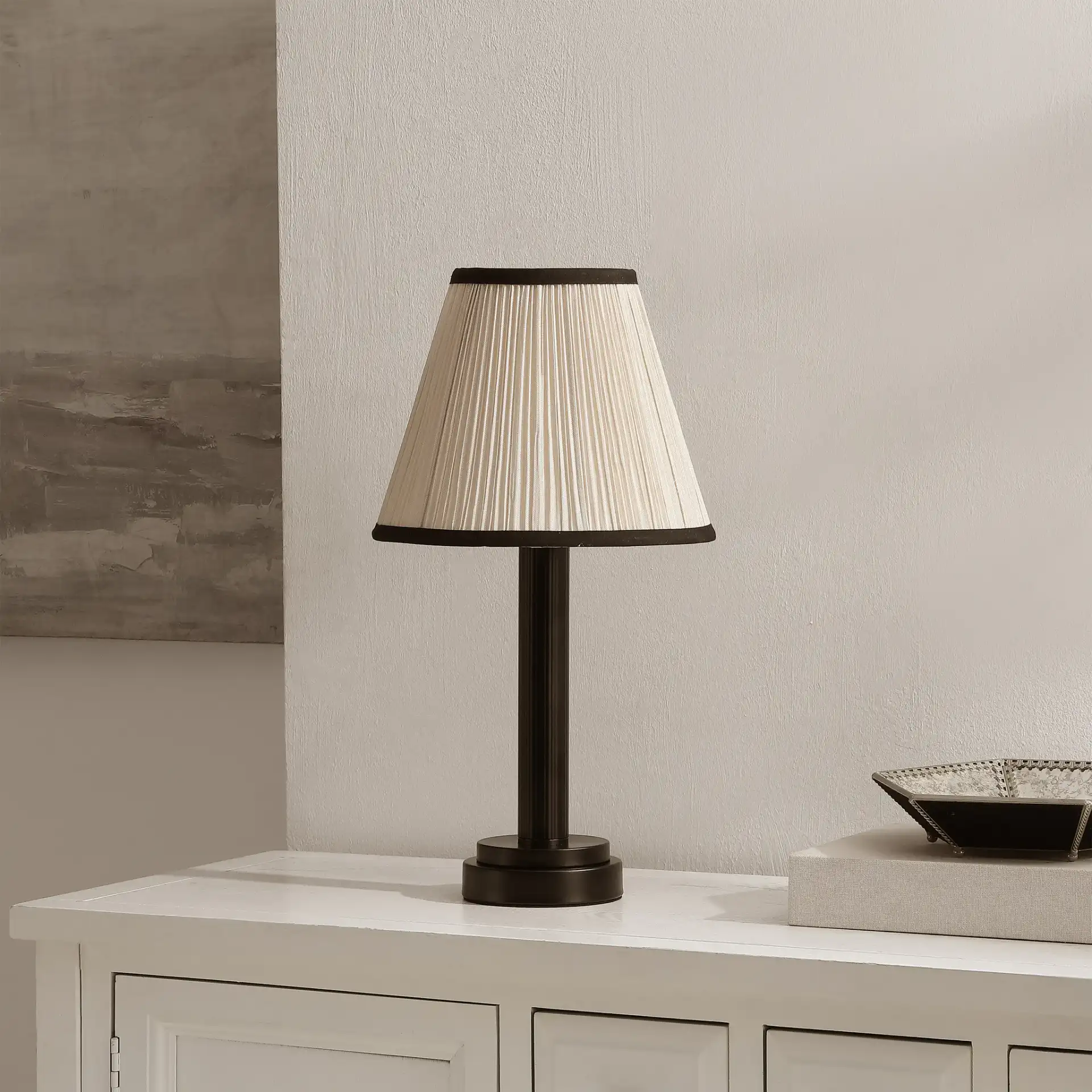 Catina Table Lamp in Black in a styled room