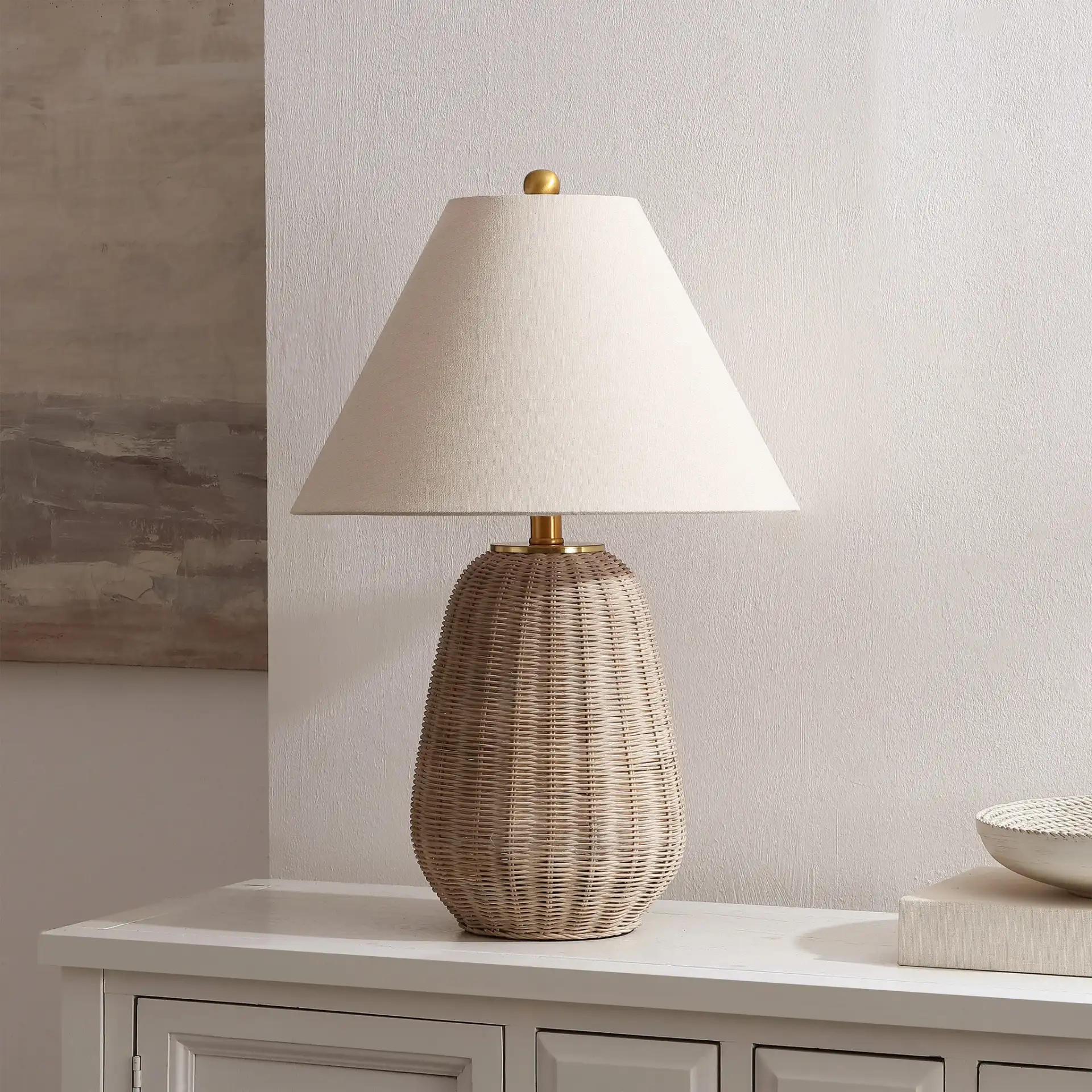 Isaura Table Lamp in Light Gray in a styled room