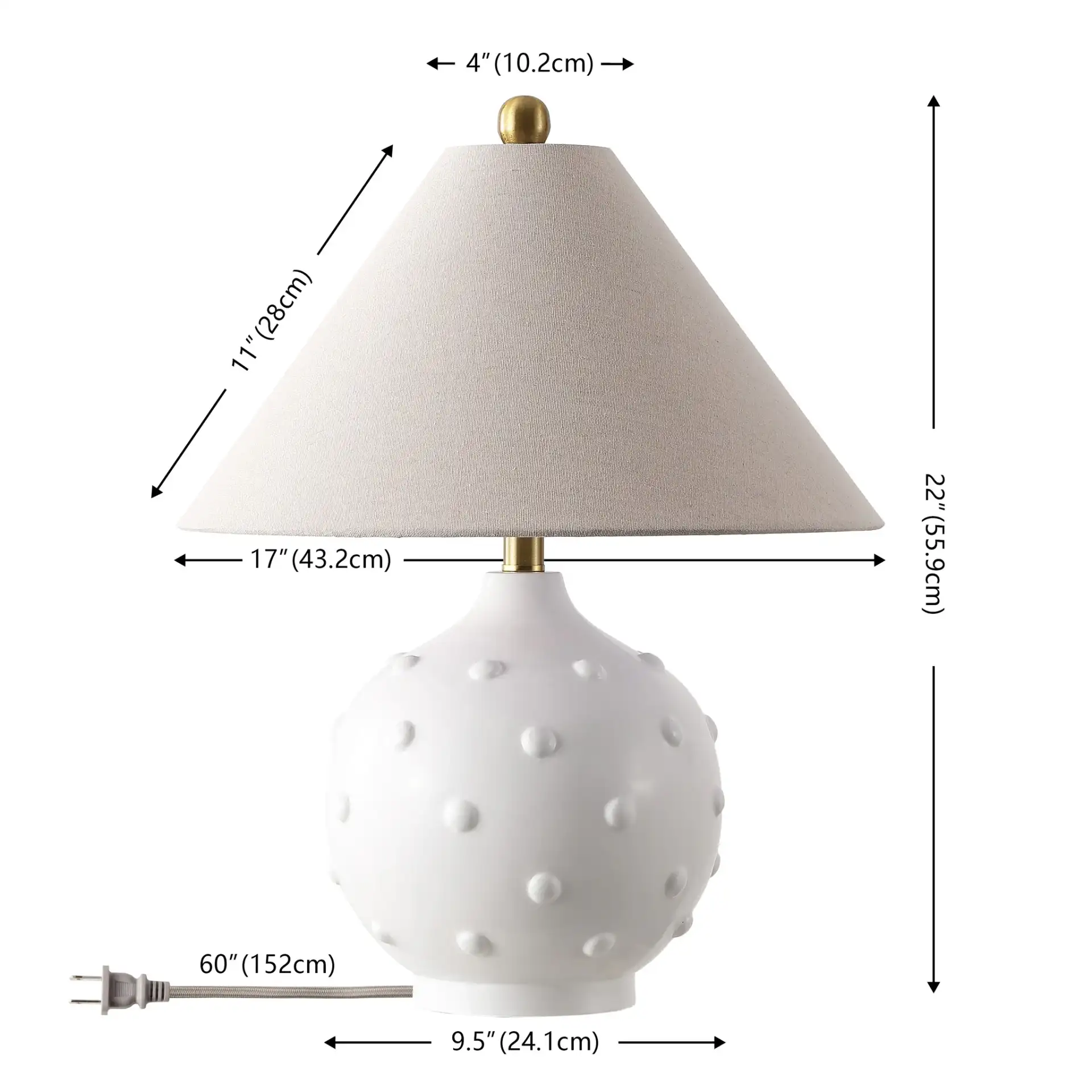 Leanni Table Lamp in White, detail view
