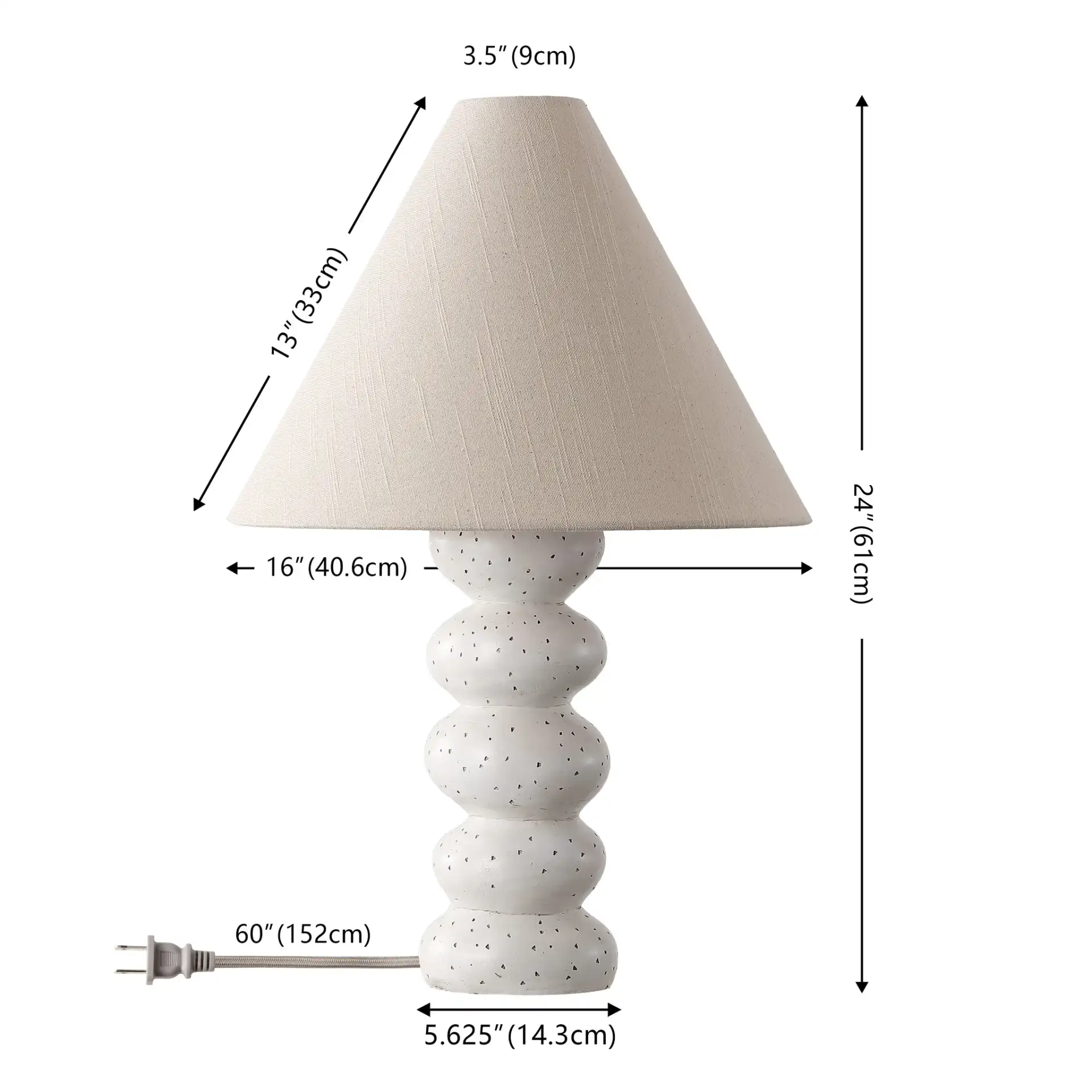 Luana Table Lamp in White, detail view