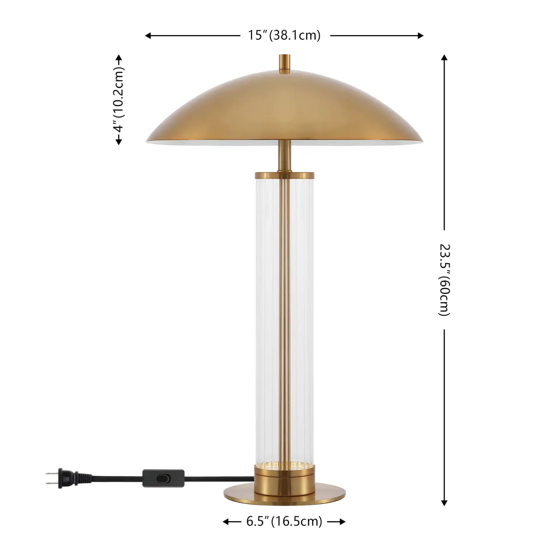Tylar Table Lamp in Brass / Clear, detail view