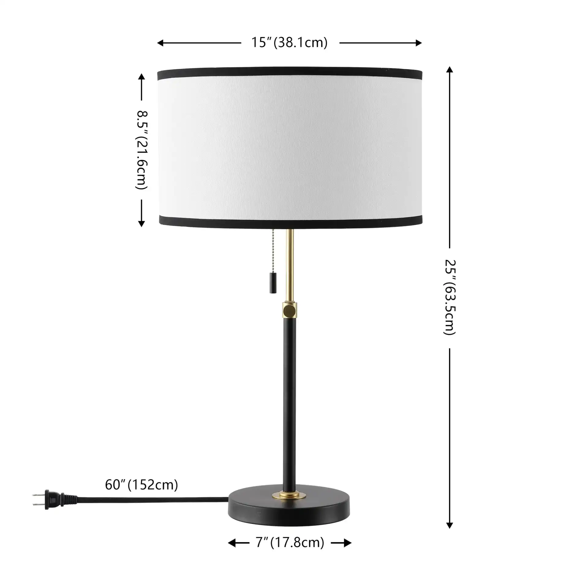 Tegan Table Lamp in Black / Brass, detail view