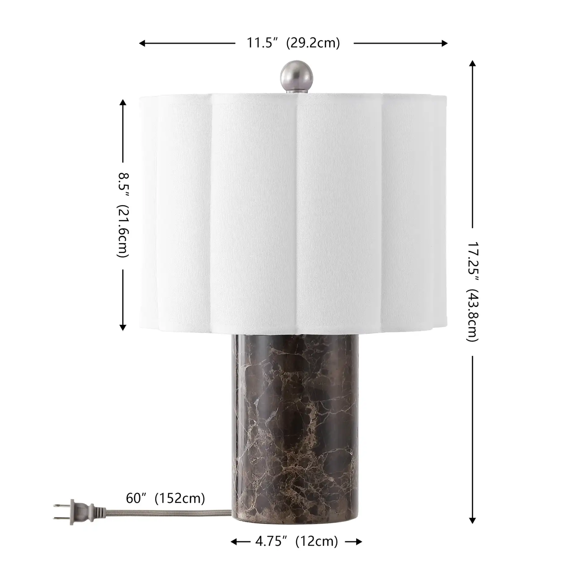 Rosalie Table Lamp in Dark Brown, detail view