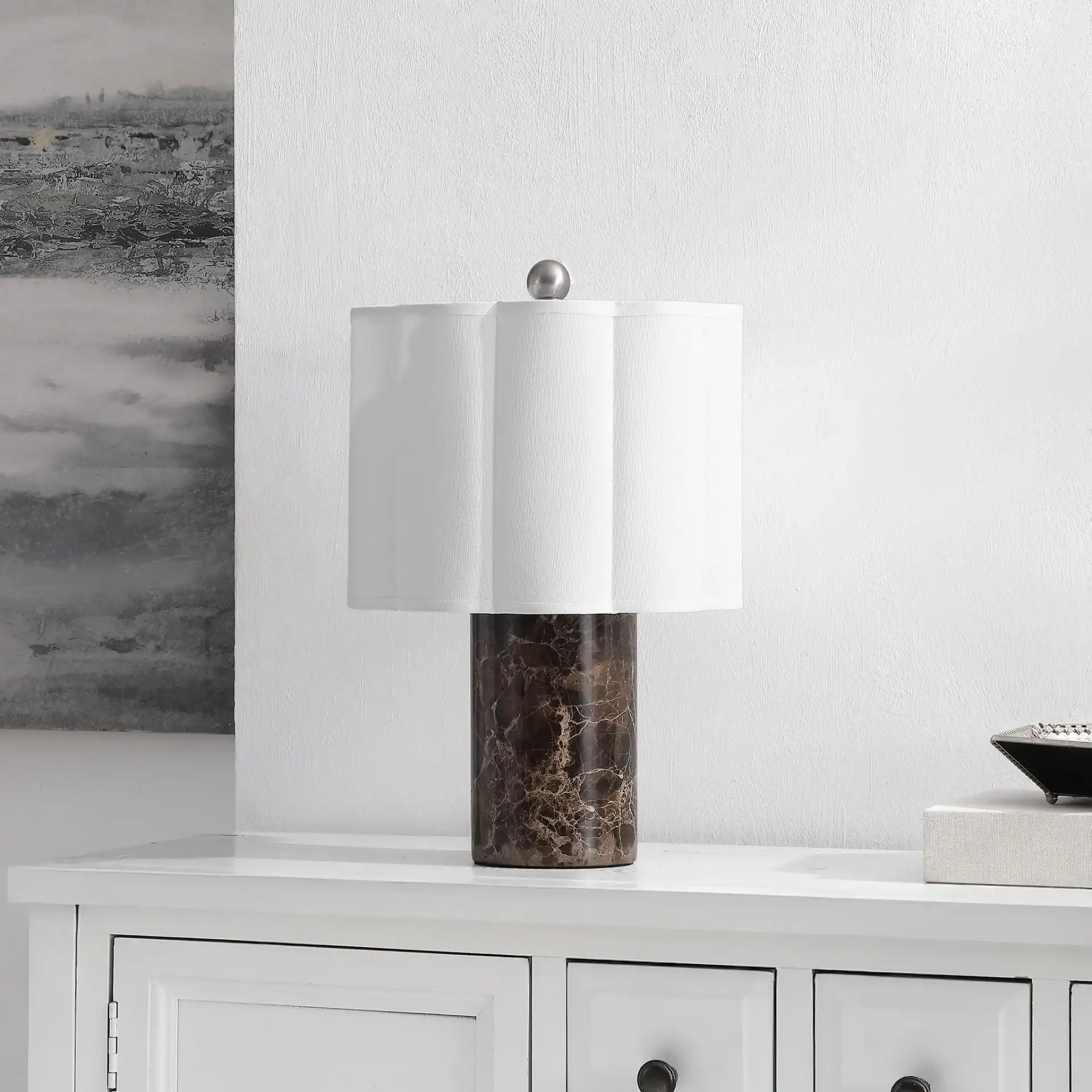 Rosalie Table Lamp in Dark Brown in a styled room