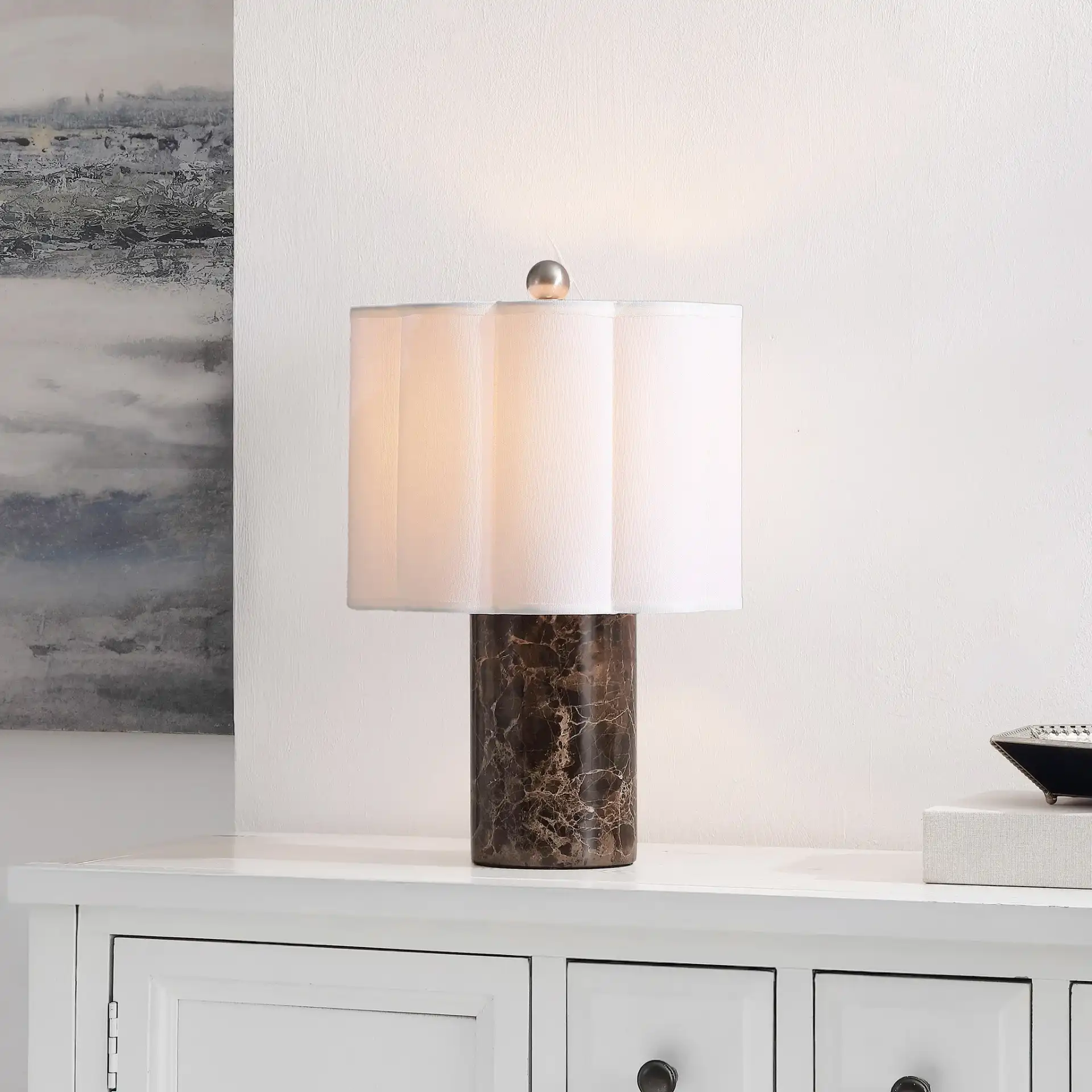 Rosalie Table Lamp in Dark Brown in a styled room