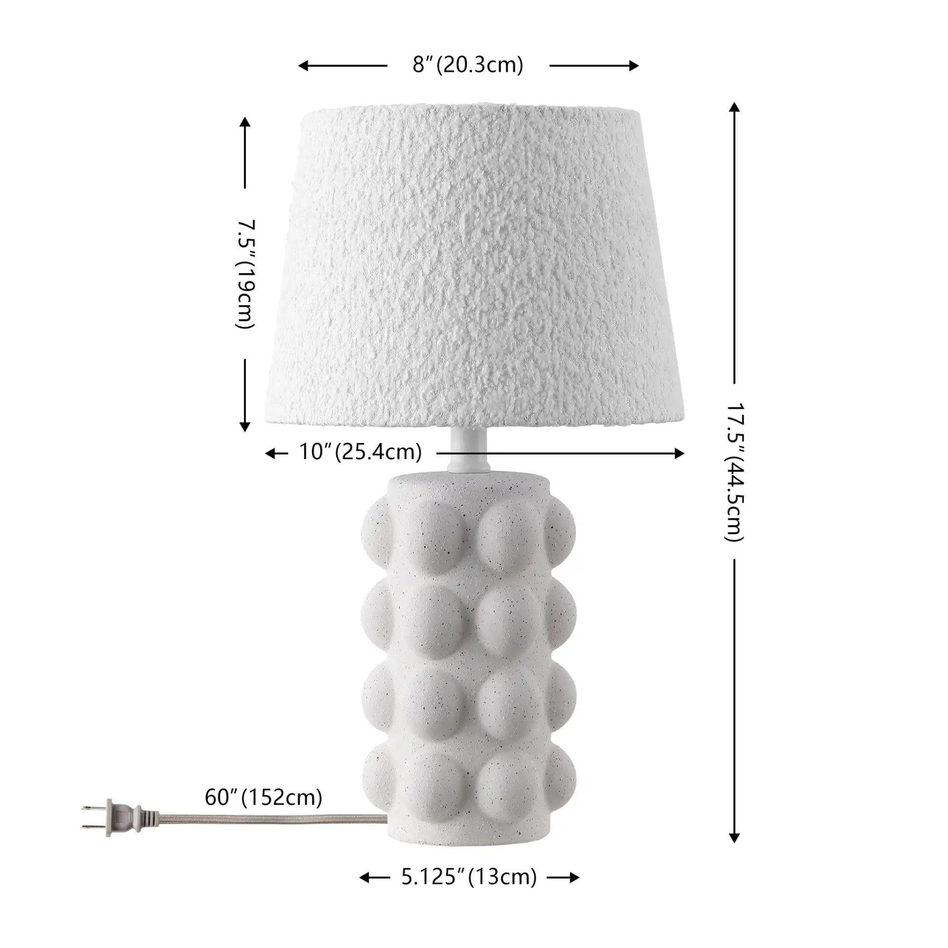 Milou Table Lamp in White, detail view