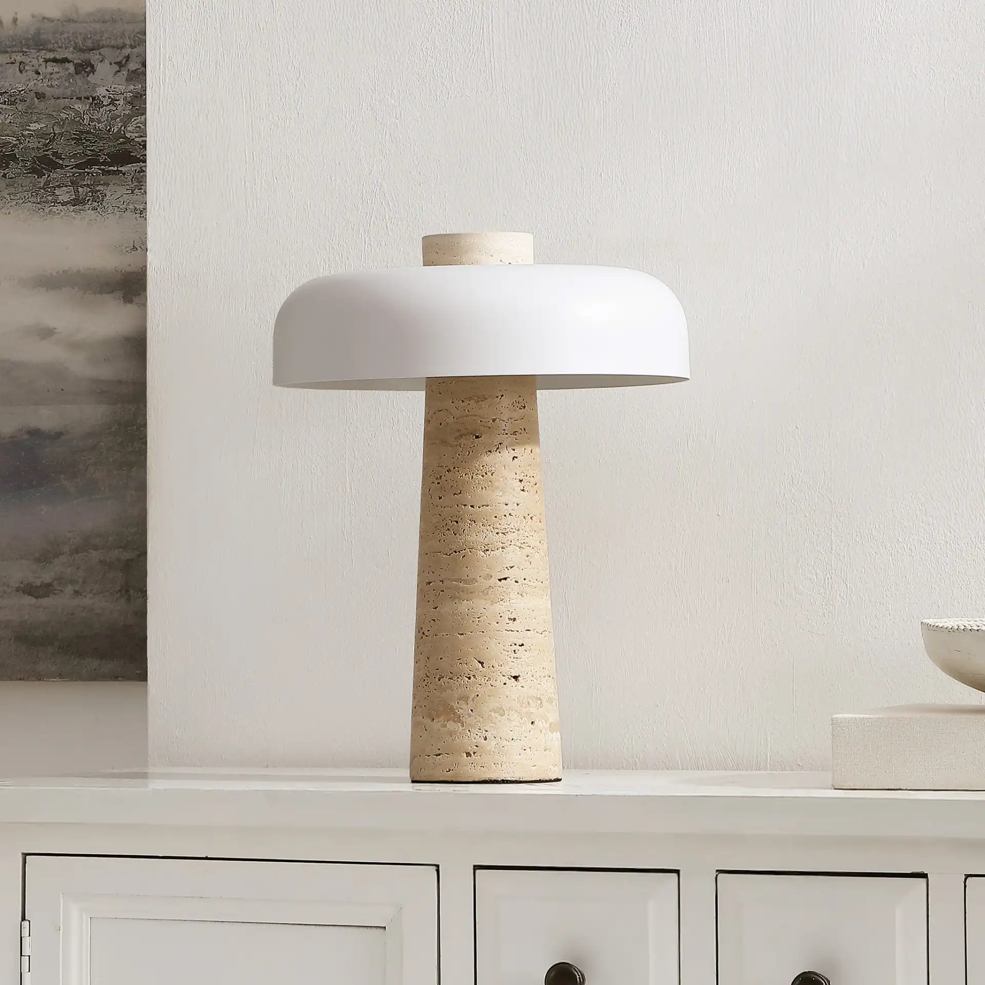 Lela Table Lamp in Natural / Off-White in a styled room