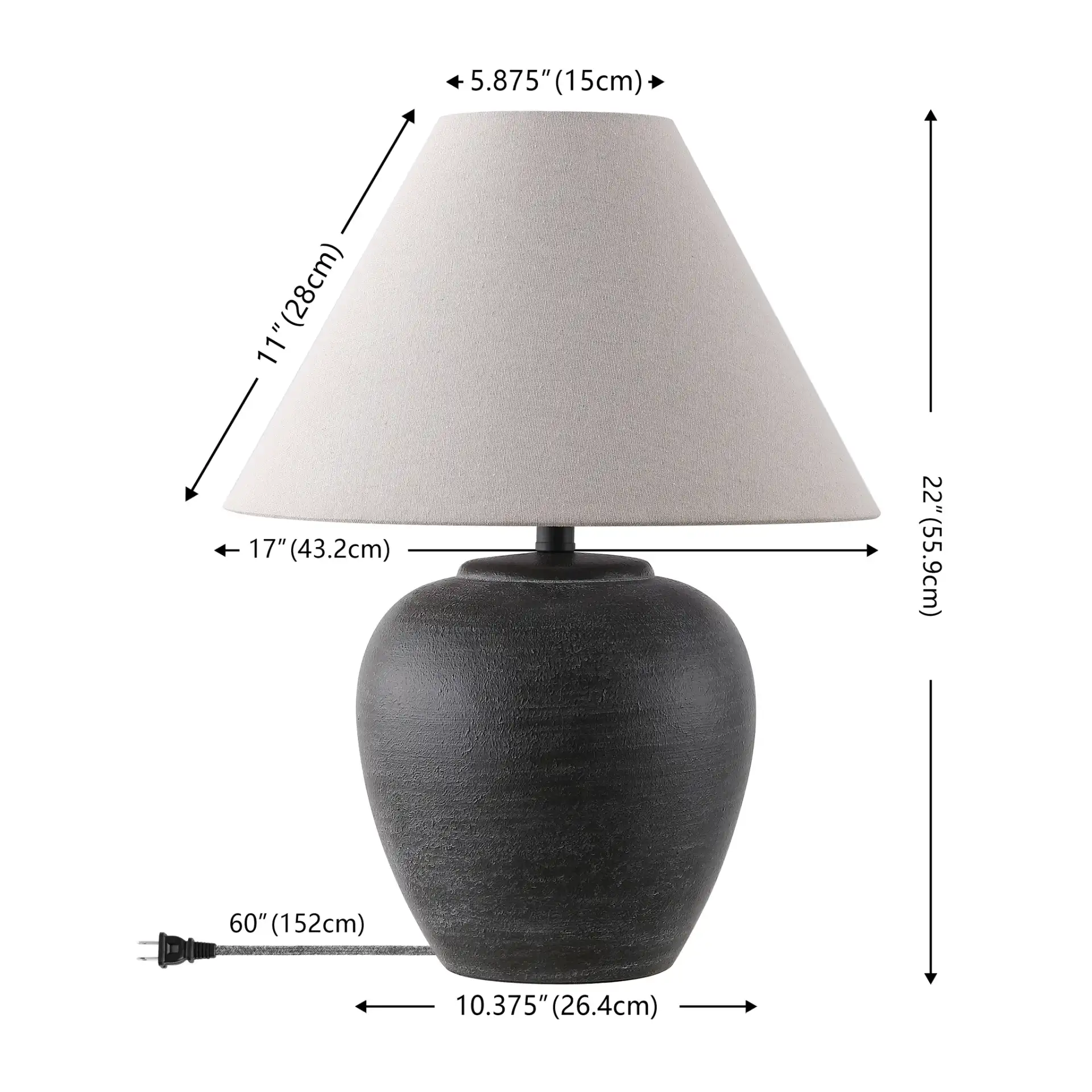 Lucila Table Lamp in Black, detail view