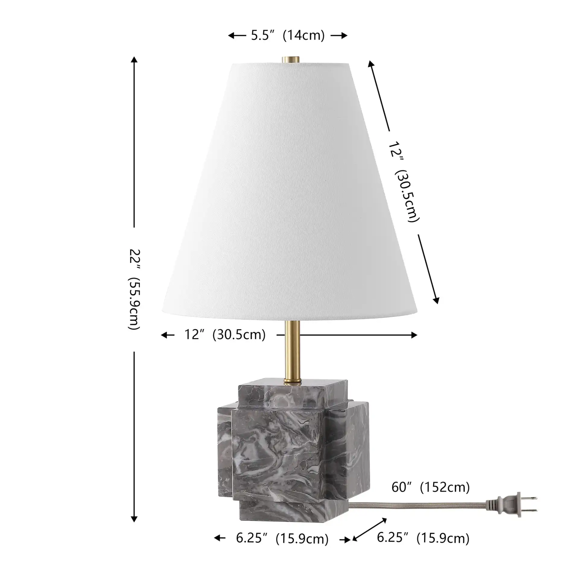 Maia Table Lamp in Gray, detail view