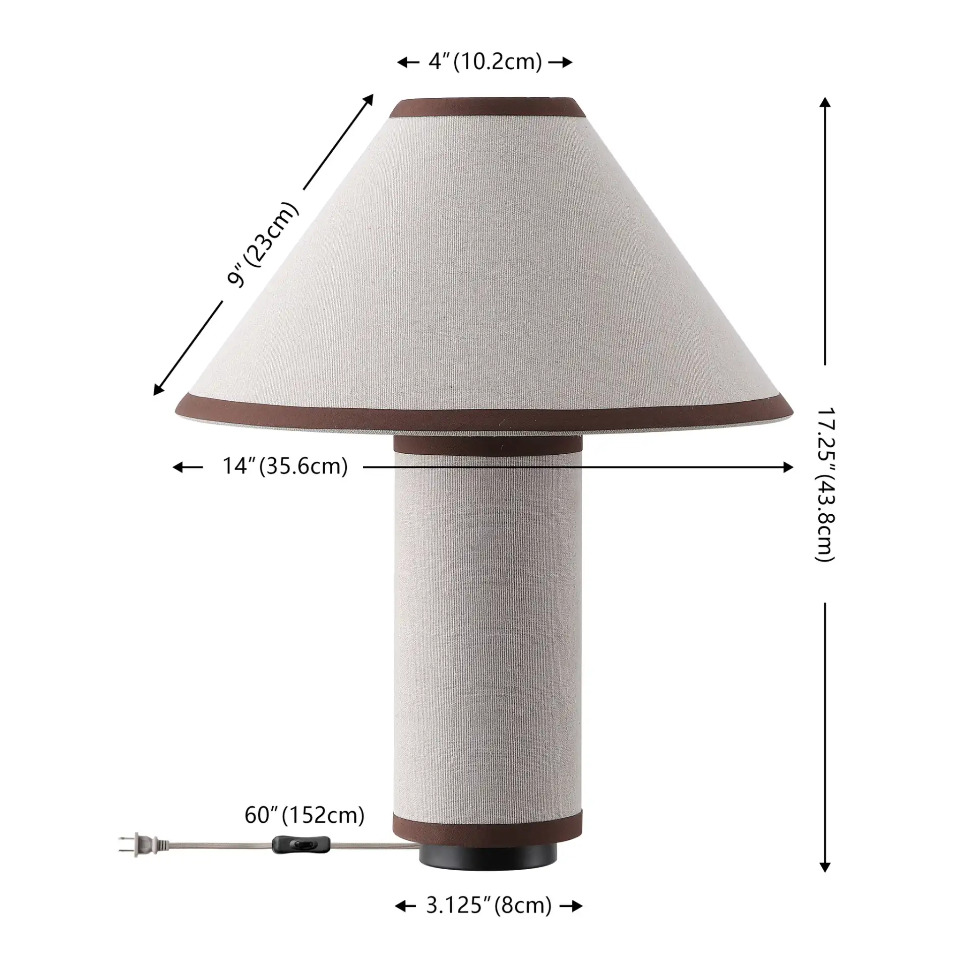 Demie Table Lamp in Oatmeal / Brown, detail view