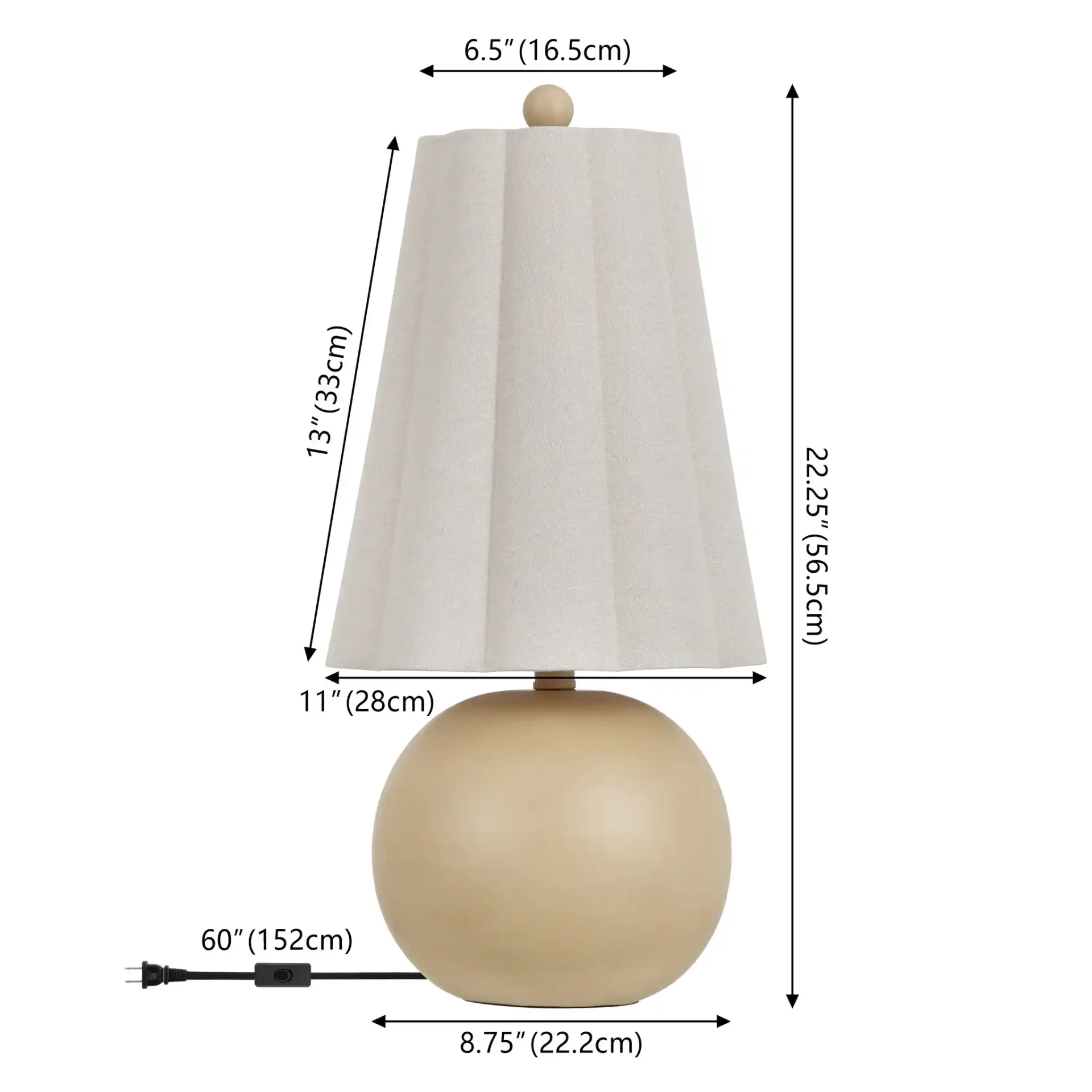 Sachiko Ceramic Ball Table Lamp in Brown / Oatmeal, detail view