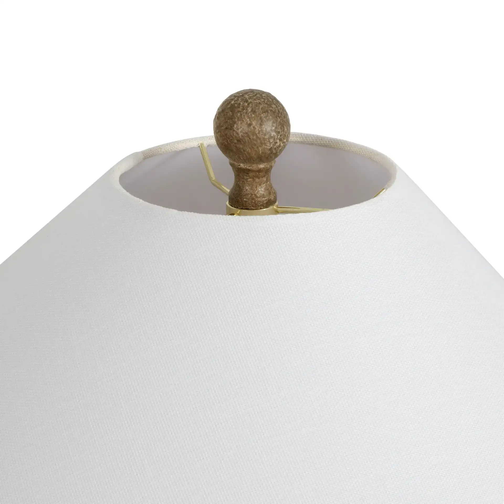 Wahkan Ceramic Table Lamp in Brown / White in a styled room